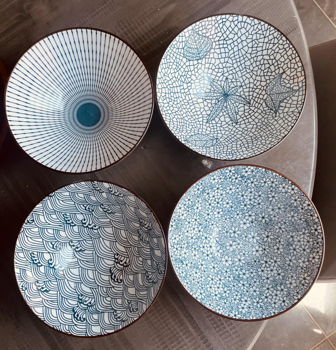 38 oz Japanese Ramen Bowls Set of 4, Large Pho Bowls, 8 Inch Ceramic Blue and White Soup Bowls customer photo 2