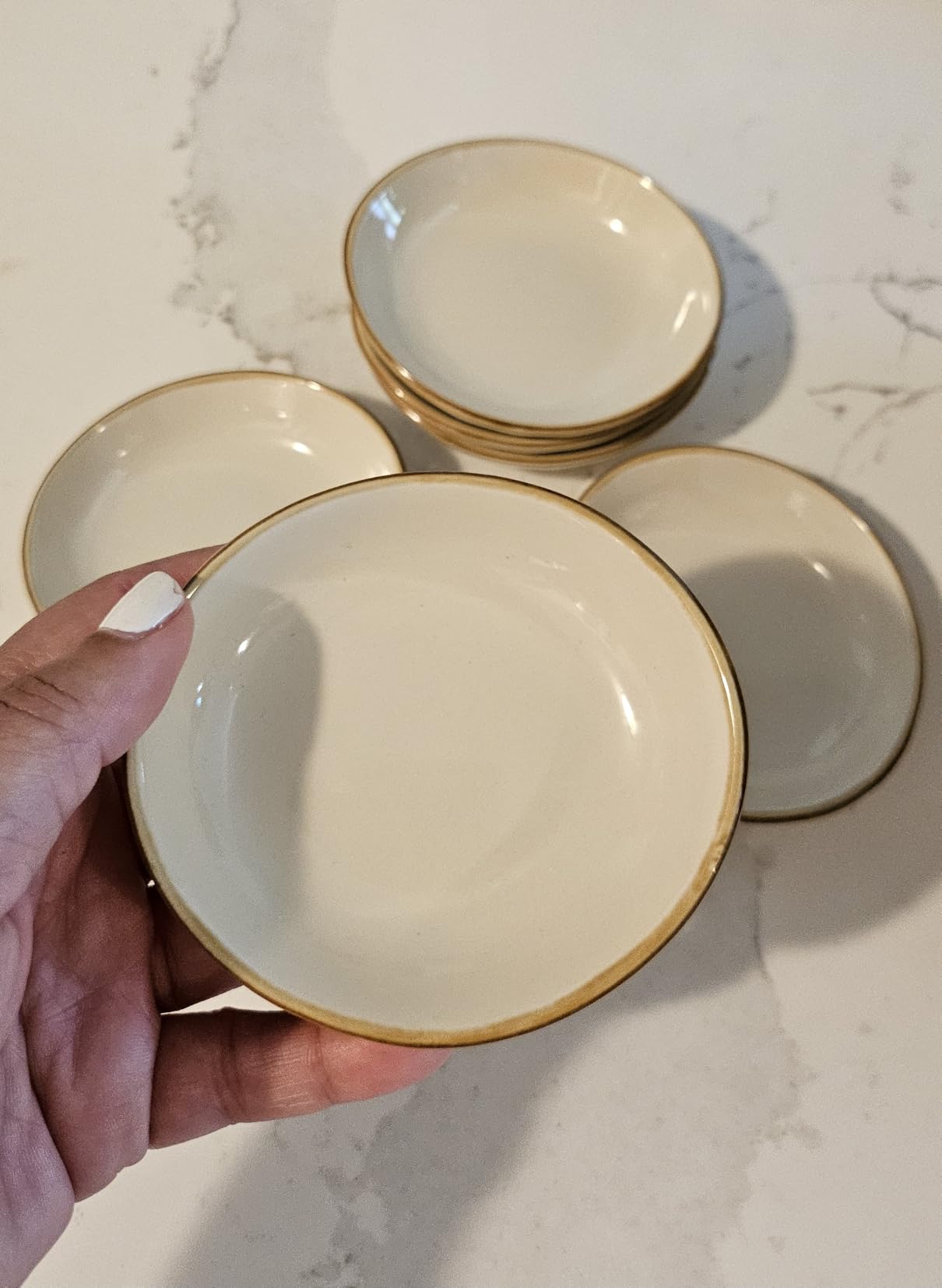 famiware Ocean Soy Sauce Dishes of 6, Oval Dipping Sauce Cups/Bowls/Dishes for Kitchen, 2.1oz Ceramic Small Bowls for Side Dish, Appetizers, Snacks, and Sushi, Dishwasher Safe, Vanilla White customer photo 1