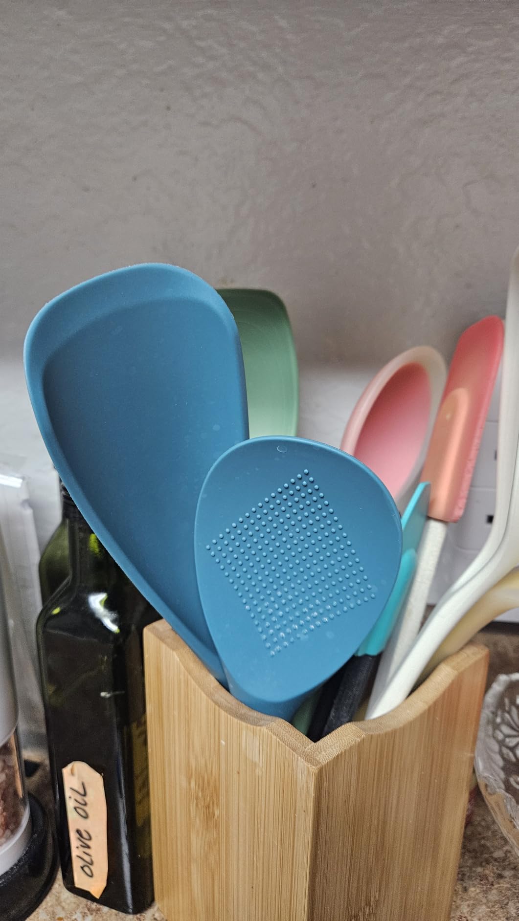 Cooking Spoon and Rice Scooper for Nonstick Cookwares, Great for Cooking and Serving Sturdy BPA-Free Matte Silicone, Wood Handle Spoon customer photo 1