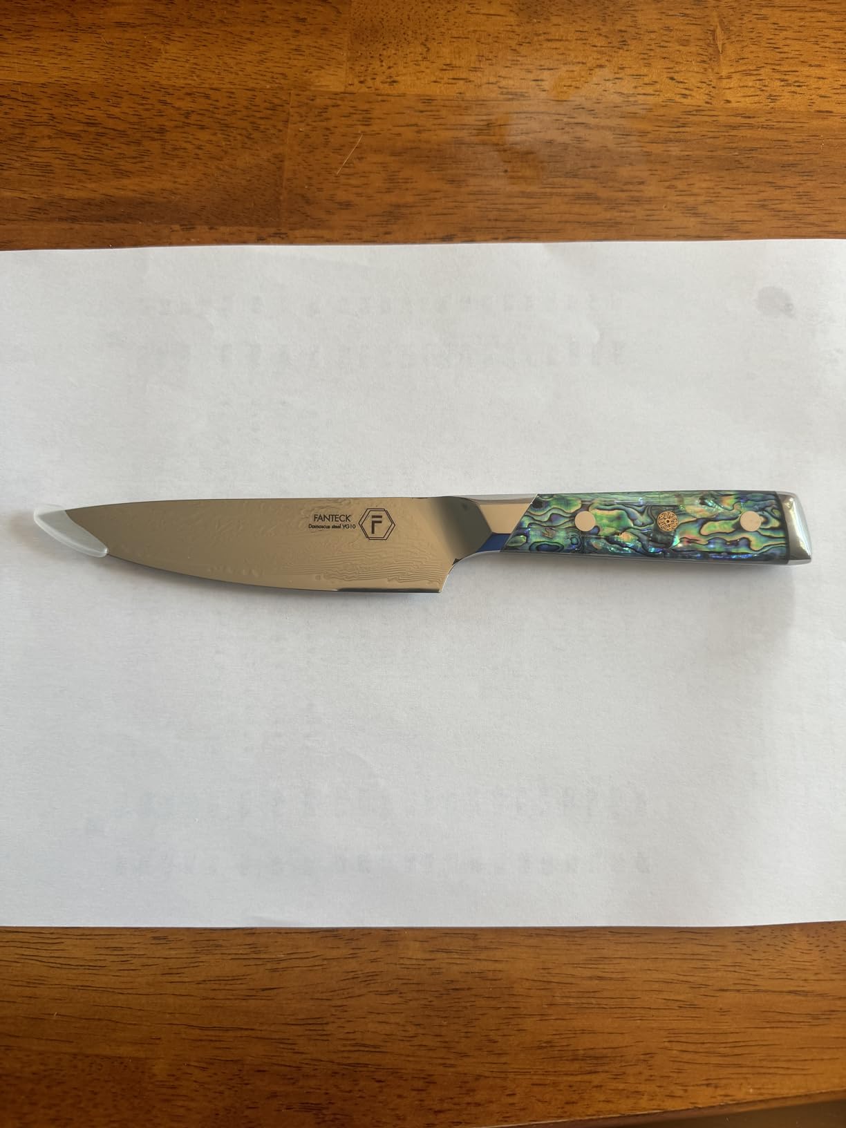 Fanteck Damascus 5 inch Chef Knife Utility Knife,Japanese VG10 Steel Kitchen Petty Knife,Professional Paring Knives High Carbon Super Sharp, 67-Layer with Full Tang Abalone Shell Handle & Wooden Cover customer photo 1