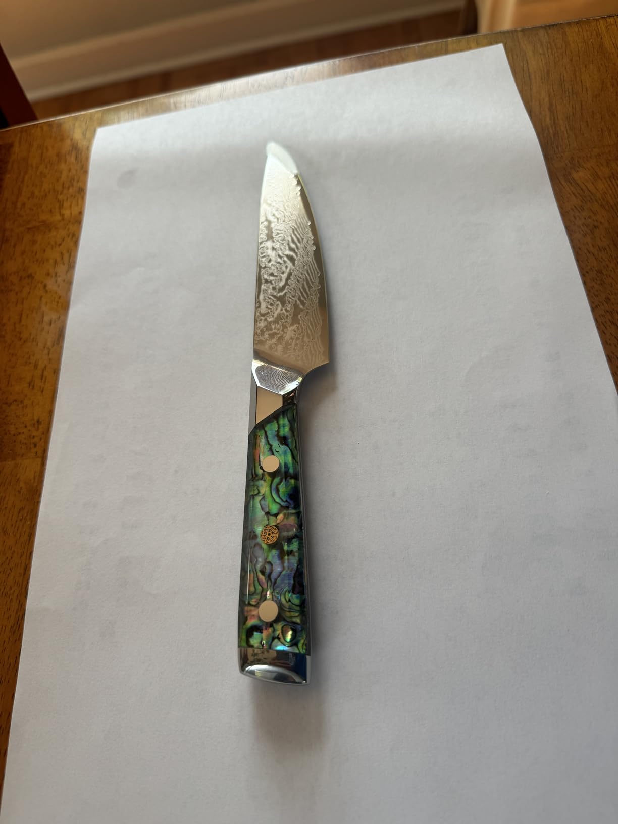 Fanteck Damascus 5 inch Chef Knife Utility Knife,Japanese VG10 Steel Kitchen Petty Knife,Professional Paring Knives High Carbon Super Sharp, 67-Layer with Full Tang Abalone Shell Handle & Wooden Cover customer photo 2