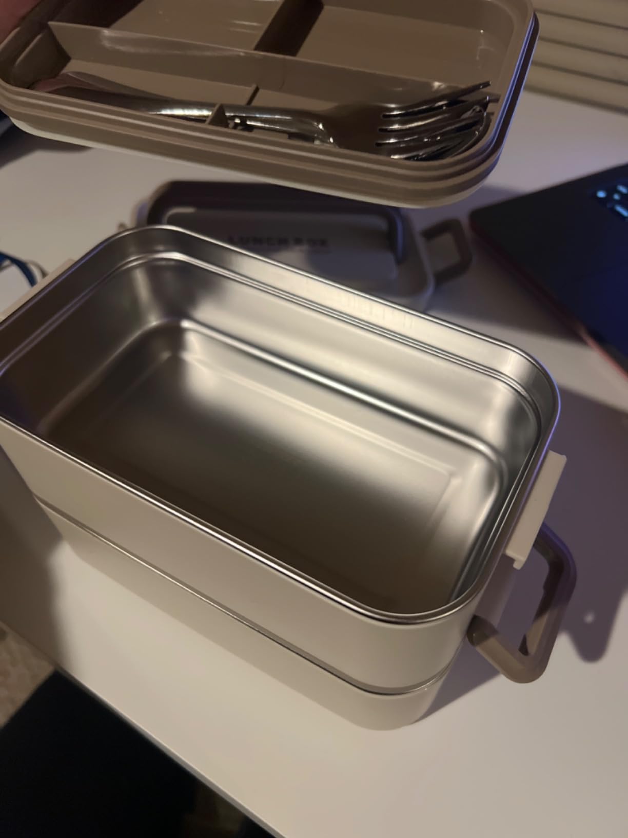 Bento Box Adult Lunch Box, Stackable 2 Layer 304 Stainless Steel Lunch Container for Adults Kids Office, 2L Capacity Portable Lunch Box Containers with Soup Bowl Spoon and Fork customer photo 2