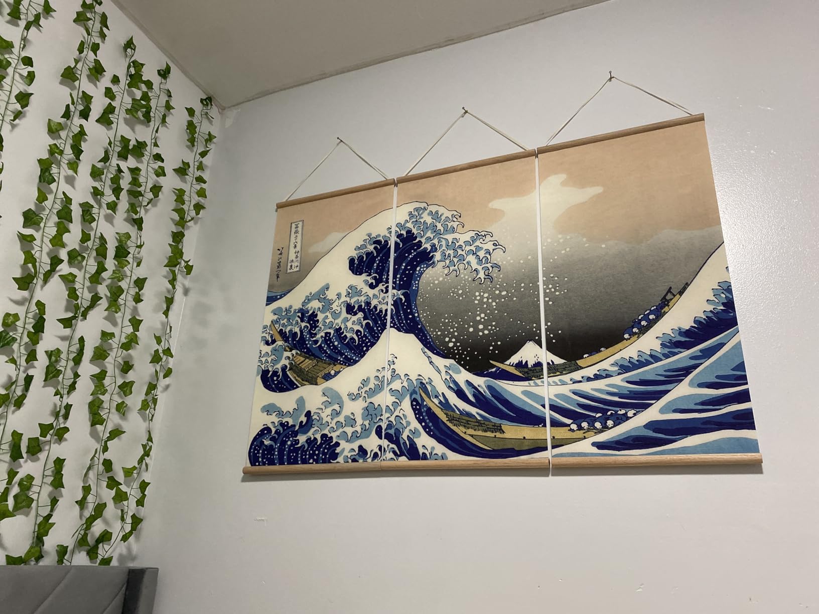 xinyuru Japanese Traditional Art The Great Wave Off Kanagawa by Hokusai,Hanging Poster with Wood Frames,Ready to Hang Decorative Wall 16''x32'' x 3 Piece Set customer photo 1