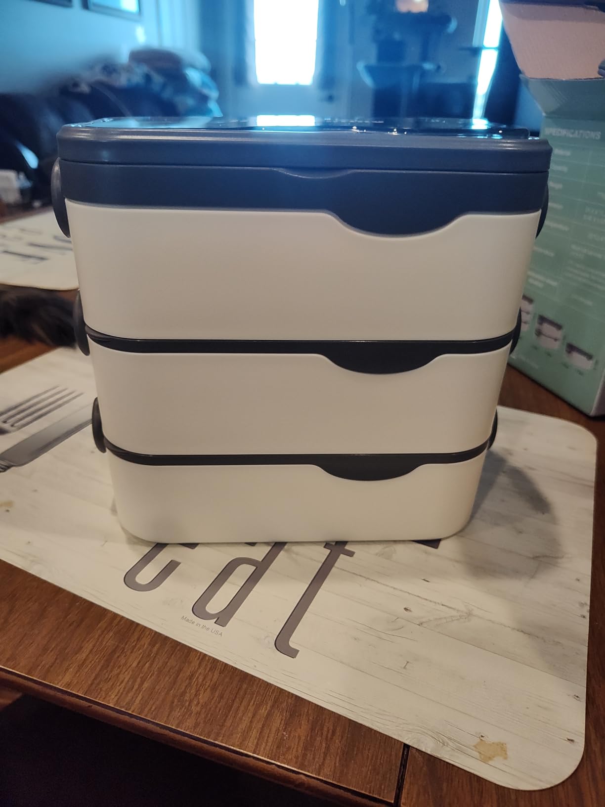 Bento Box Adult Lunch Box, Stackable 3 Layers Large Capacity Lunch Containers, Microwave and Dishwasher Safe Food Grade Containers with Utensils, Dividers and Sauce Boxes for Men, Women, Kids customer photo 1