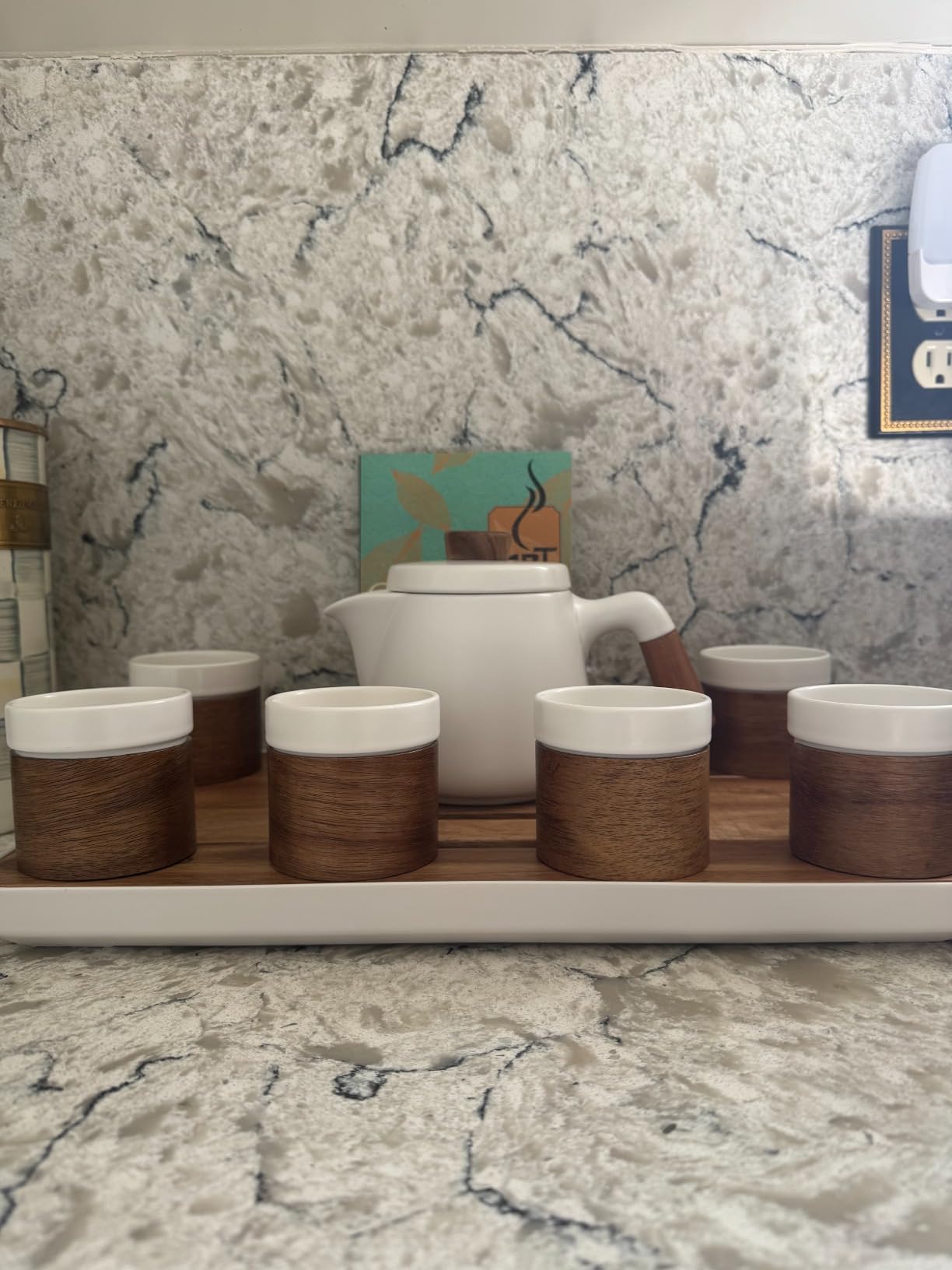 MIAMIO - Japanese/Chinese Tea Set 6 x 3.4 oz/Asian Tea Pot 21 oz with Tea Infuser, Traditional Japanese Tea Cups Set for Tea Lovers/Men/Women (Black) customer photo 2