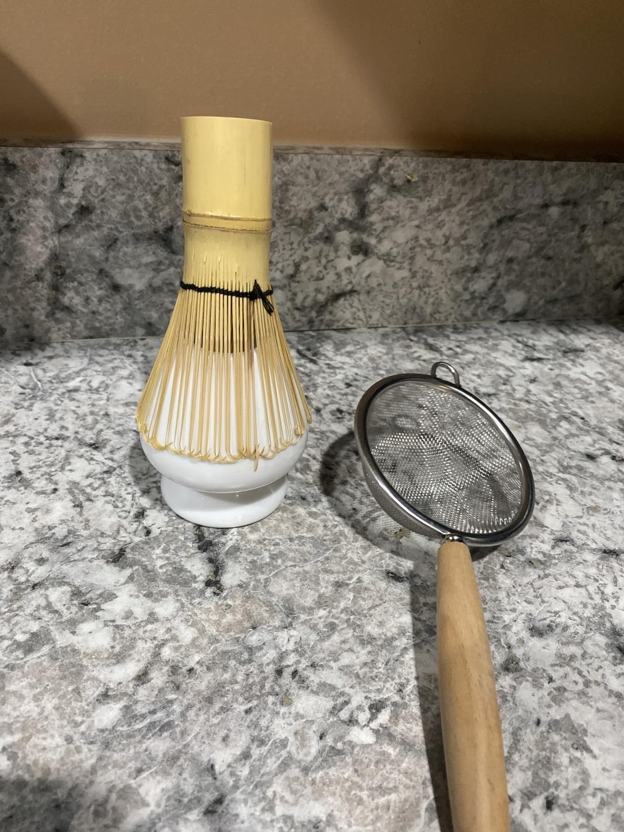 SHONMISEN Bamboo Matcha Whisk Set -Matcha Whisk (Chasen),Whisk Holder(White),Sifter,Tea Scoop and Tea Spoon customer photo 1