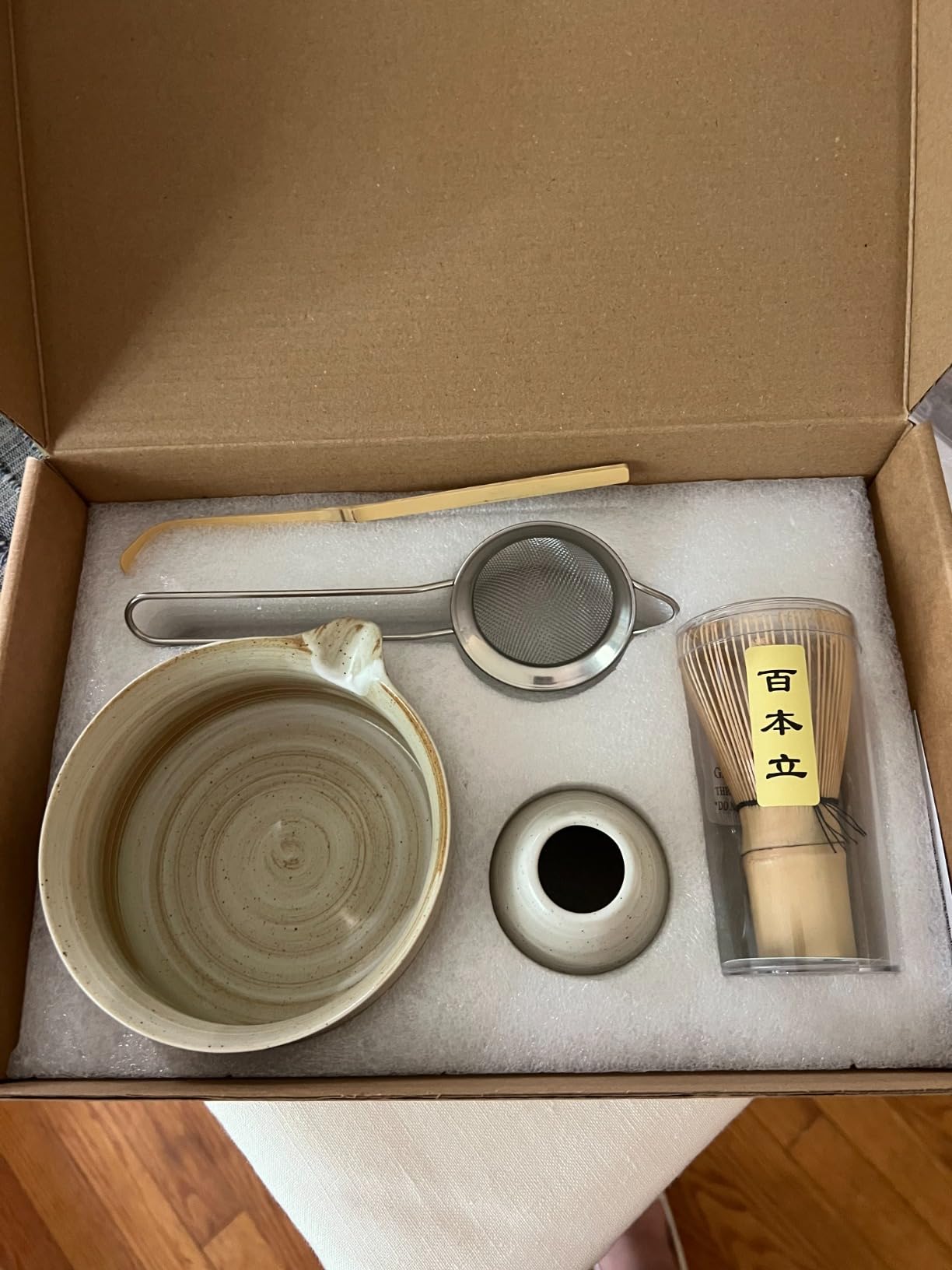 HIBINO Japanese Matcha Set | Matcha Bowl with Spout | Whisk & Holder | Bamboo Scoop & Stainless Sifter | 5-Piece Traditional Matcha Kit | Designed in Japan |「Rustic Beige」 customer photo 2