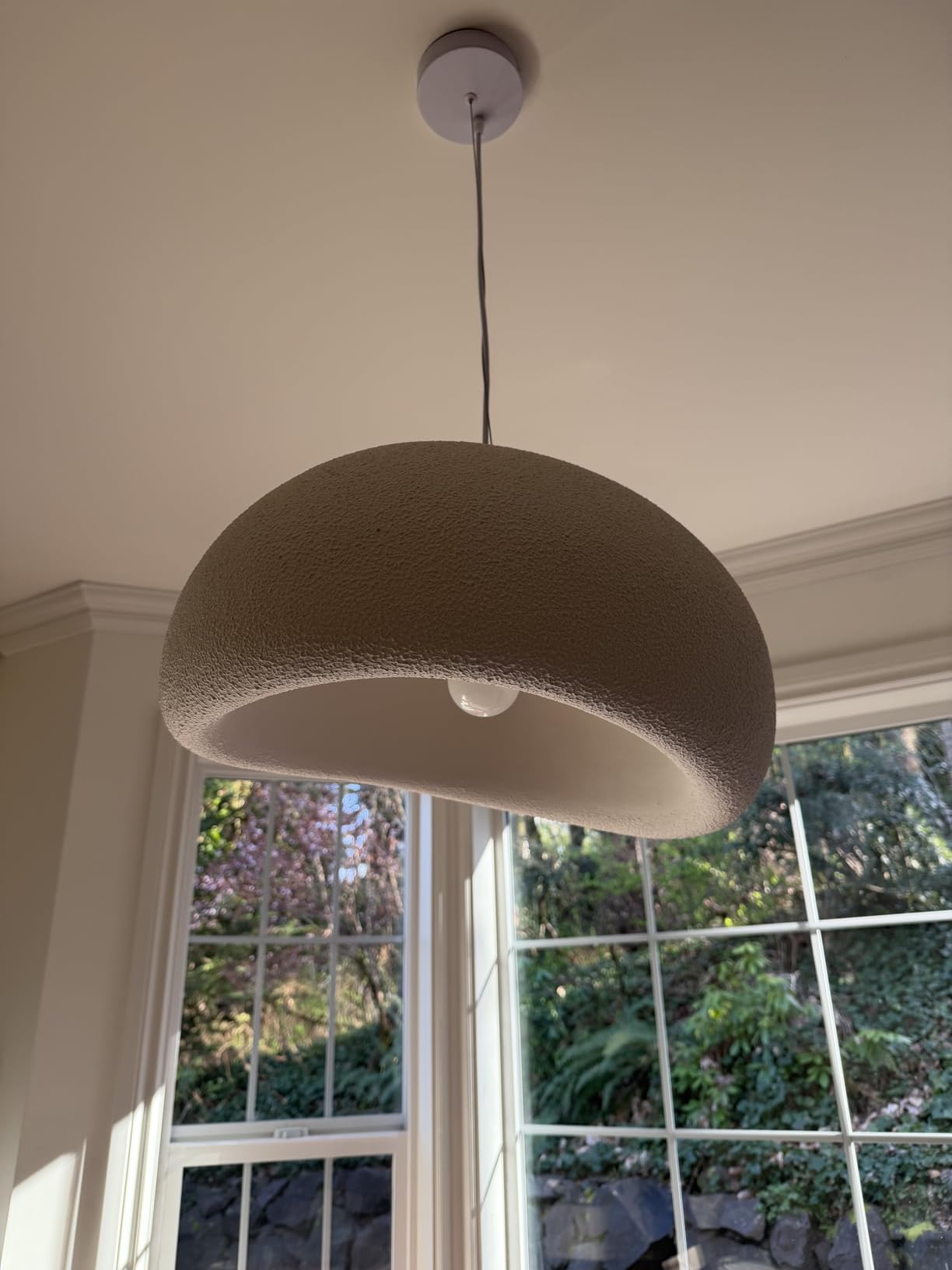 JAYMP Wabi Sabi Pendant Light for Dining Room Kitchen Island Light Hallway Restaurant Hanging Lamp E26 Base Japanese Style Wine Bottle Shape Fixture, 1 Pack (Light Brown,C Shape, D26×H46cm) customer photo 2
