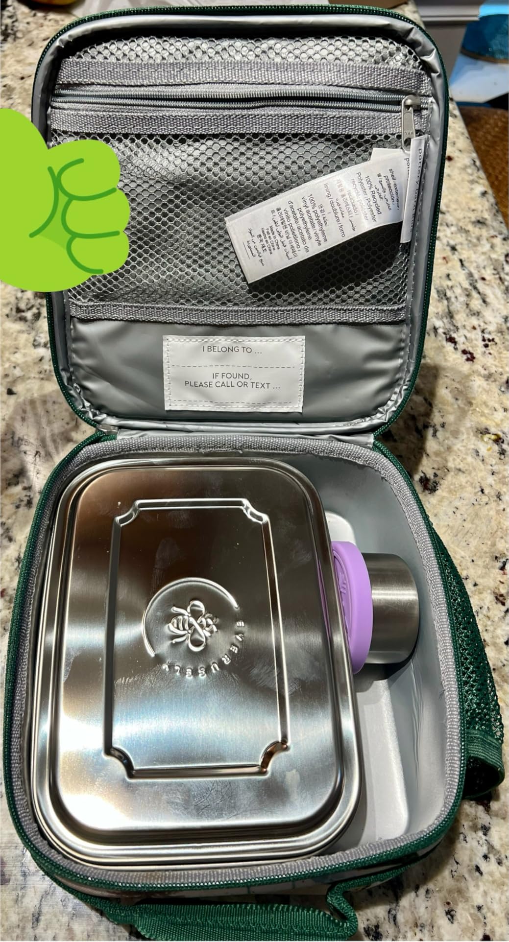 Everusely - Bento Box - Sage, 27oz / 0.8 L - Stainless Steel Lunch Box with Leakproof Condiment Container - 3 Compartment Snack Organizer for On the Go Meals - Freezer & Dishwasher Safe customer photo 1