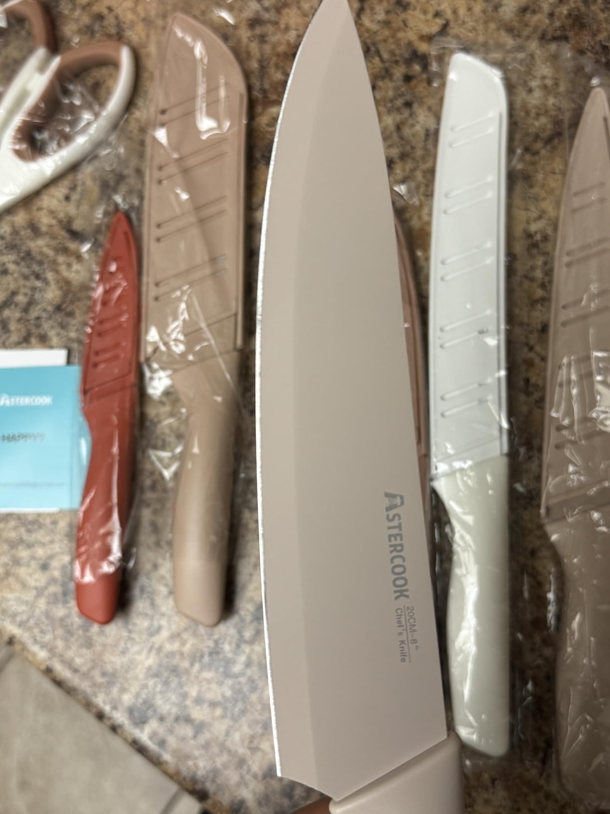 Astercook Knife Set, 13 Pieces Kitchen Knives Set with Healthy Anti-Rust Coating, Dishwasher Safe, Stainless Steel Chef Knife Sets with 6 Blade Guards, Perfect Holiday Gifts for Kitchen customer photo 1