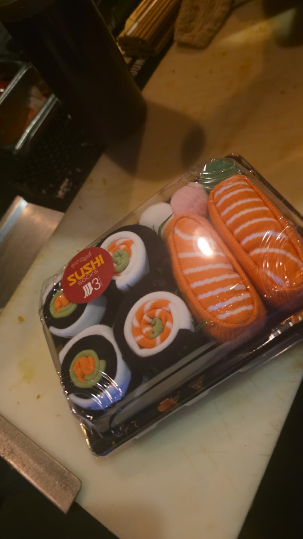 POPCRAZE Sushi Socks in a Box- 2 or 3 Pairs, One Size Fits Most, Novelty Socks, Funny Sushi Mothers Day Gift Idea Box customer photo 1
