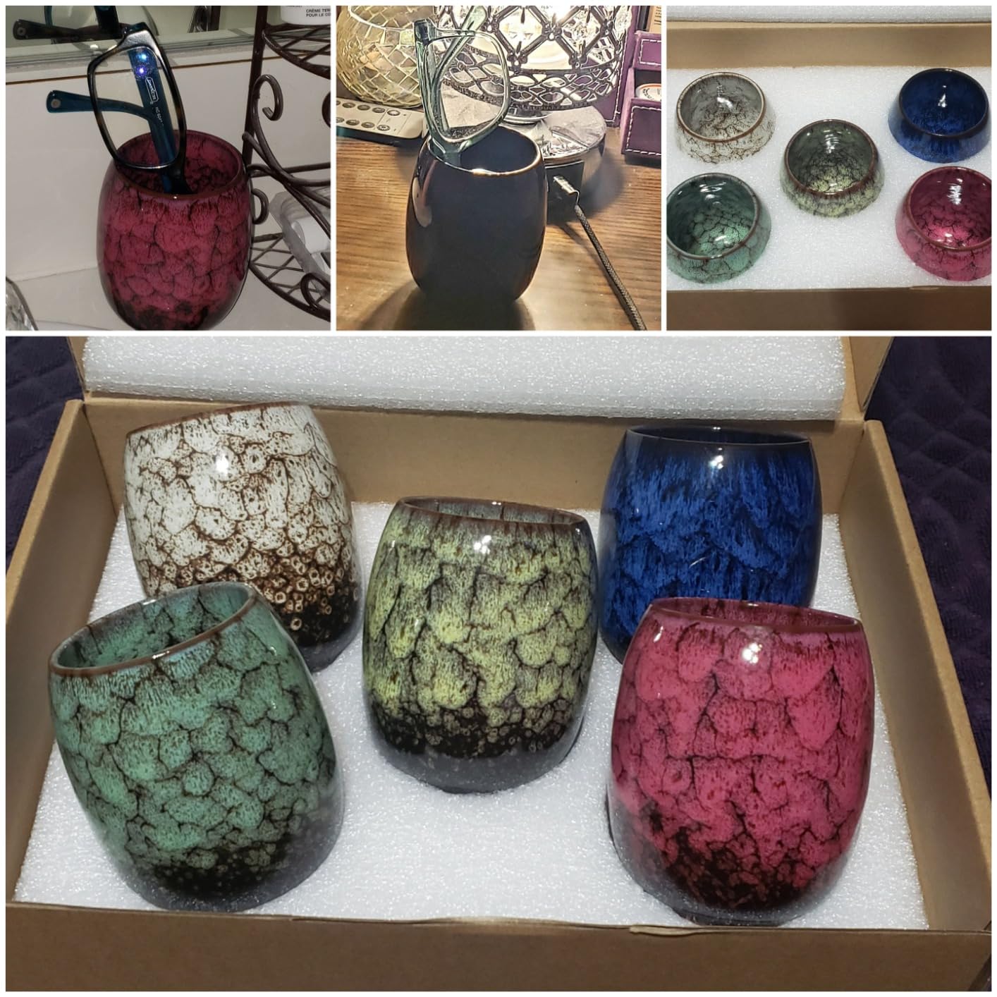 Japanese style ceramic Tea set, Tea cup, Water cup, Coffee cup, Yerba mate set, Ceramic mate cup set of 5 customer photo 1