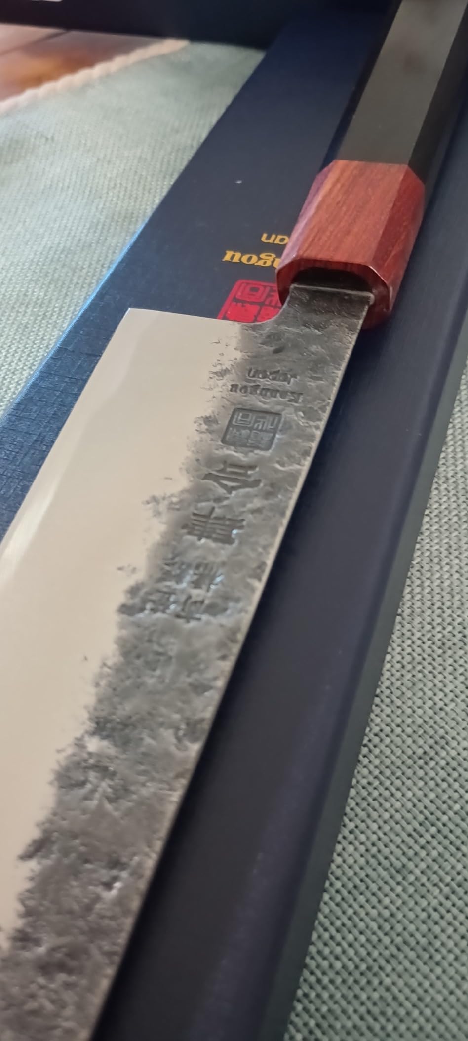 kanngou 8.27 Inch Japanese Chef Knife, 210MM Black Forged Japanese Knife with Red Sandalwood and Eboy Wood Handle, Gyuto Chefs Knives with Premium Gift Box (WA Series) customer photo 2