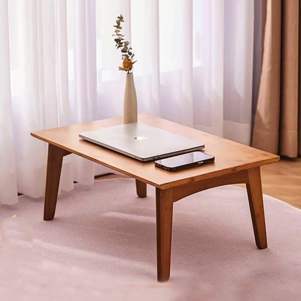 Bamboo Folding Coffee Table, Japanese Low Desk, No Assembly Portable Furniture, for Dining Working Studying Relaxing, Walnut, 26 x 16 x 12 Inches customer photo 1