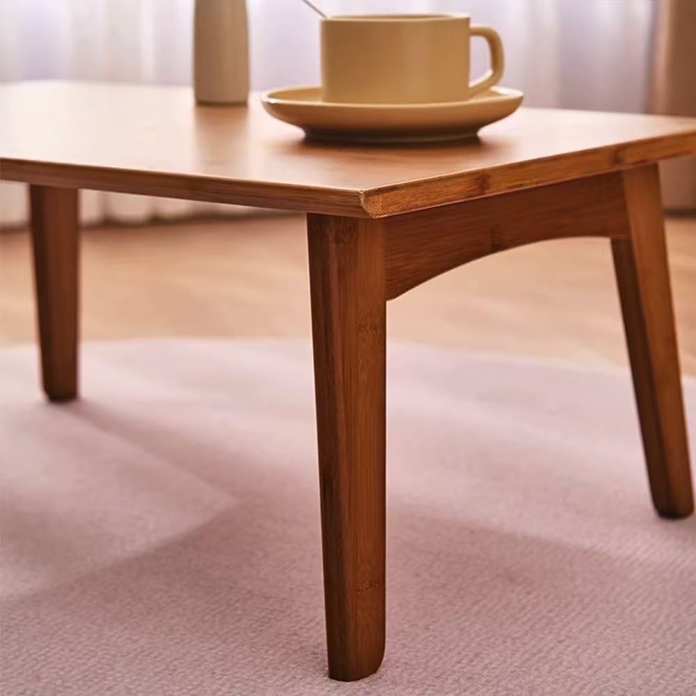 Bamboo Folding Coffee Table, Japanese Low Desk, No Assembly Portable Furniture, for Dining Working Studying Relaxing, Walnut, 26 x 16 x 12 Inches customer photo 2