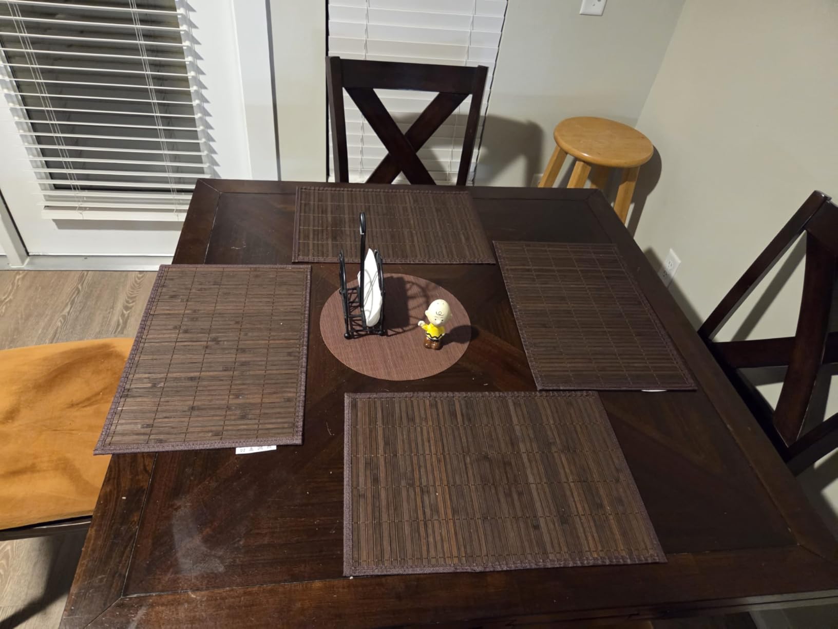 Bamboo Placemats Set of 4 Rectangular Natural Bamboo Table Mats for Dining Kitchen Table Protection Heat Resistant 17.7