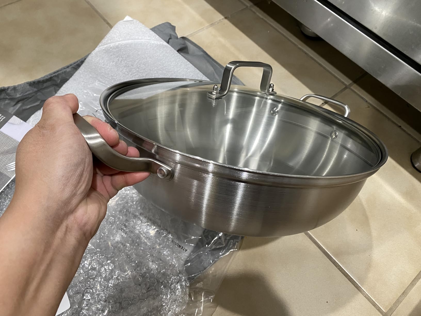 Delarlo 6.8QT Tri-Ply Stainless Steel Double-flavor Shabu Shabu Pot 12 inch Everyday Pan with Lid, Kitchen Induction, Cooking Hot Pot, Oven Safe Stock Pot, Up to 600F customer photo 1