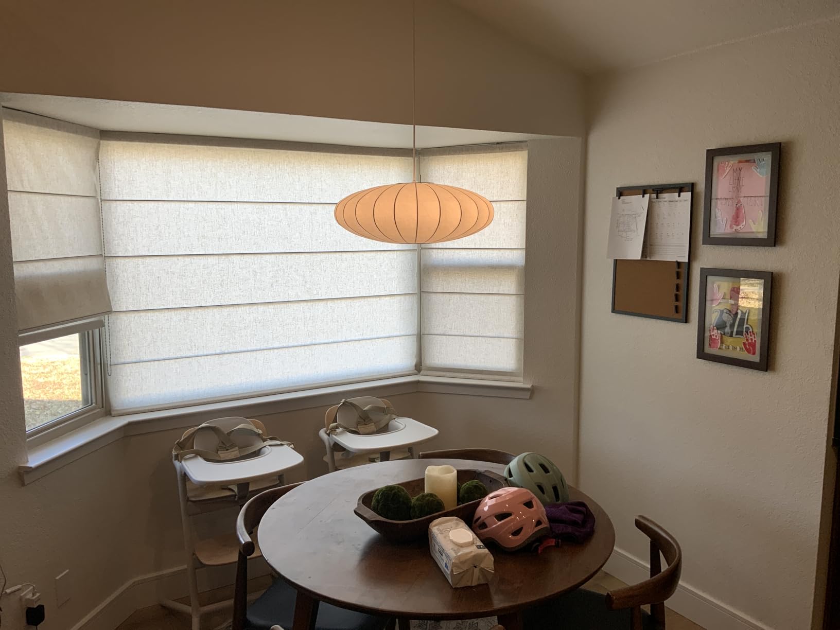 20 Inch Lantern Pendant Light, White Imitation Silk Lampshade, Bubble Pendant Light Fixture Ceiling Hanging Lamp Chandelier for Living Dinning Room Kitchen Island Bedroom Restaurant Cafe customer photo 1