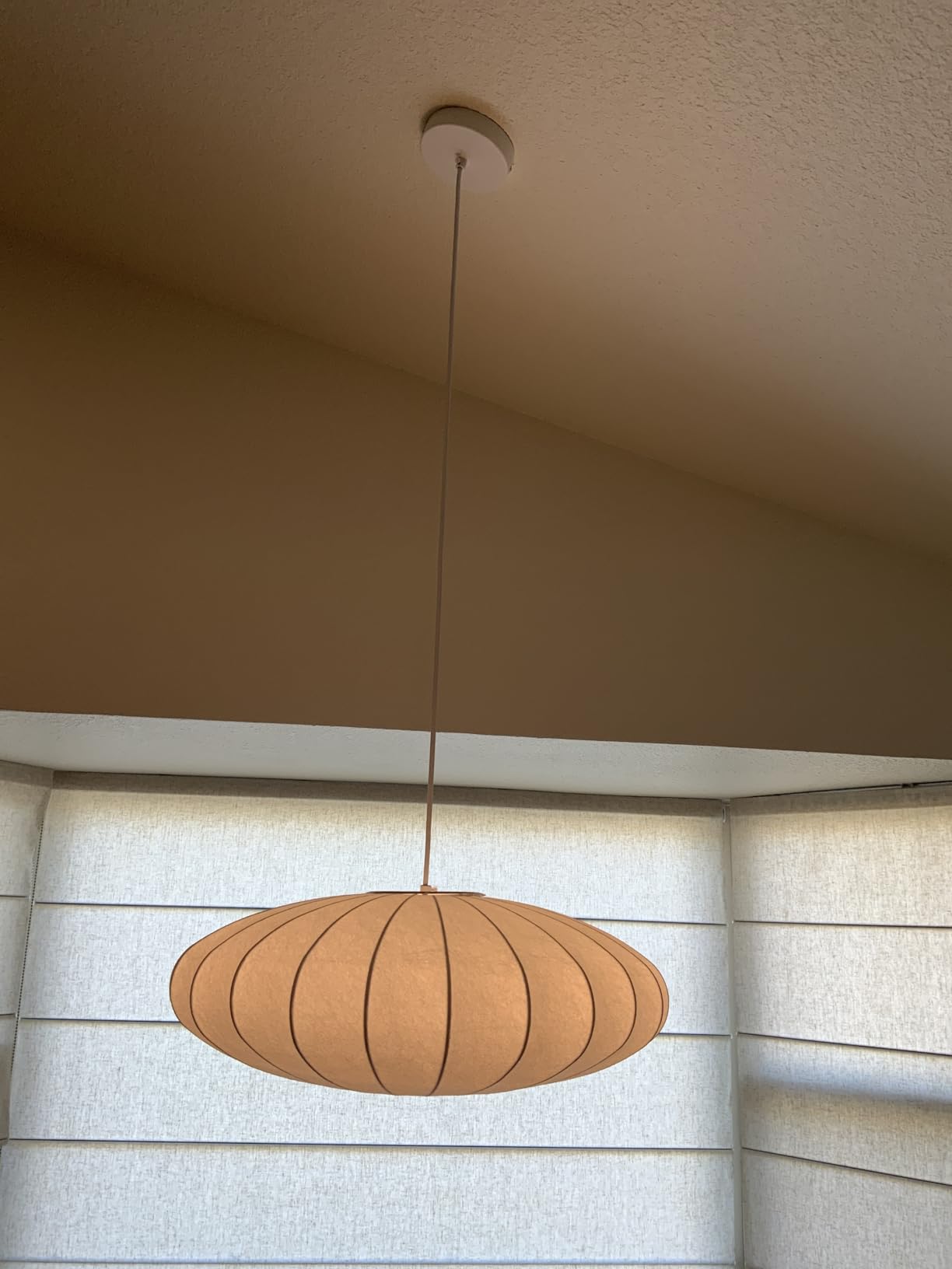 20 Inch Lantern Pendant Light, White Imitation Silk Lampshade, Bubble Pendant Light Fixture Ceiling Hanging Lamp Chandelier for Living Dinning Room Kitchen Island Bedroom Restaurant Cafe customer photo 2