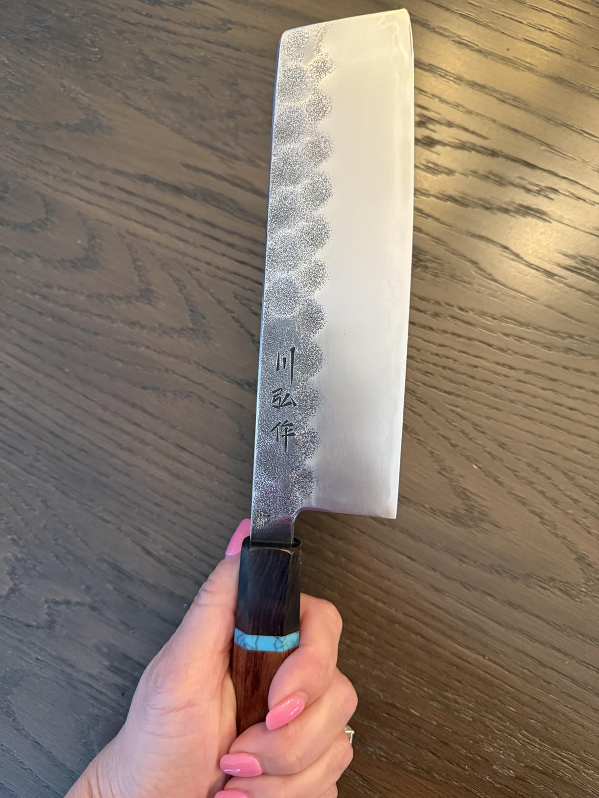 KAWAHIRO Japanese Nakiri Knife, 7 Inch Handcrafted VG10 High Carbon Stainless Steel Vegetable Chef Knife, Professional Sharp Kitchen Knives with Ergonomic Ruby Wood Handle and Gift Wood Box customer photo 1