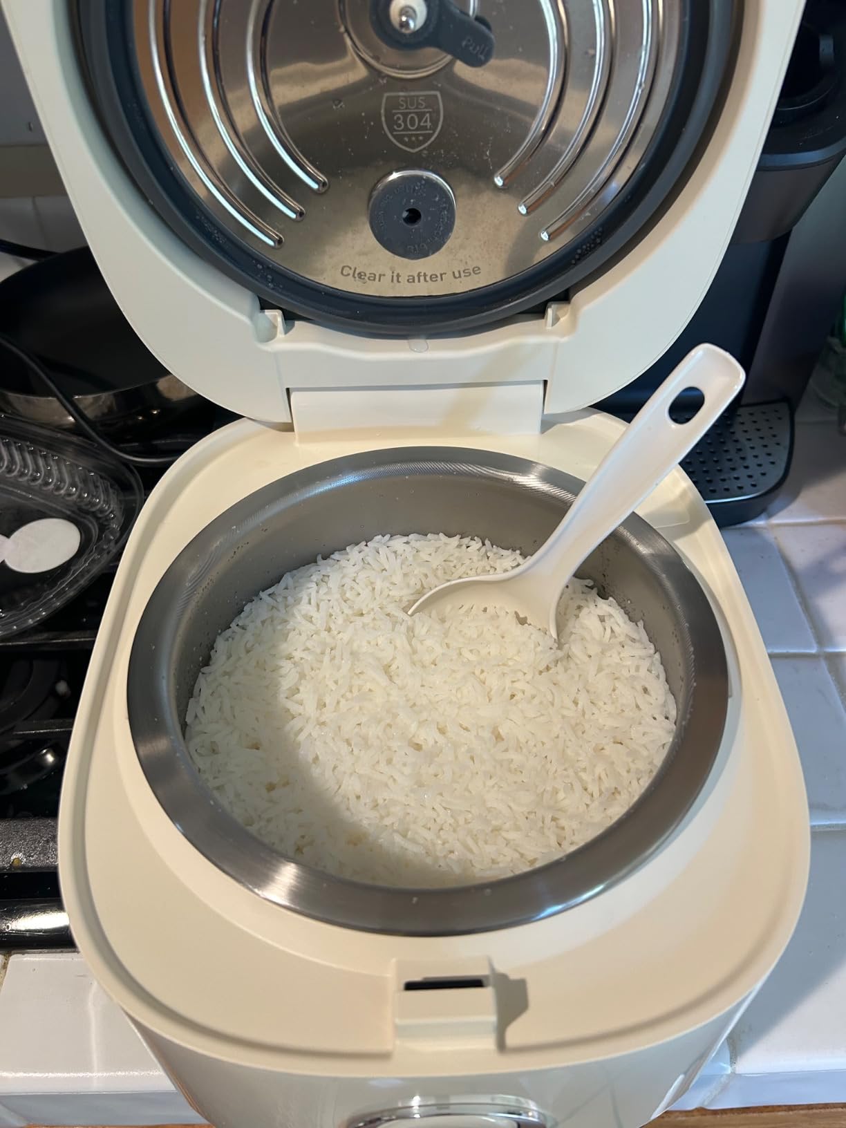 Joydeem Stainless Steel Rice Cooker, Uncoated Non-stick 316L Stainless Steel Inner Pot Rice Cookers, 6 Cup Uncooked, 3L/3.2 qt, DFB-D300 customer photo 2