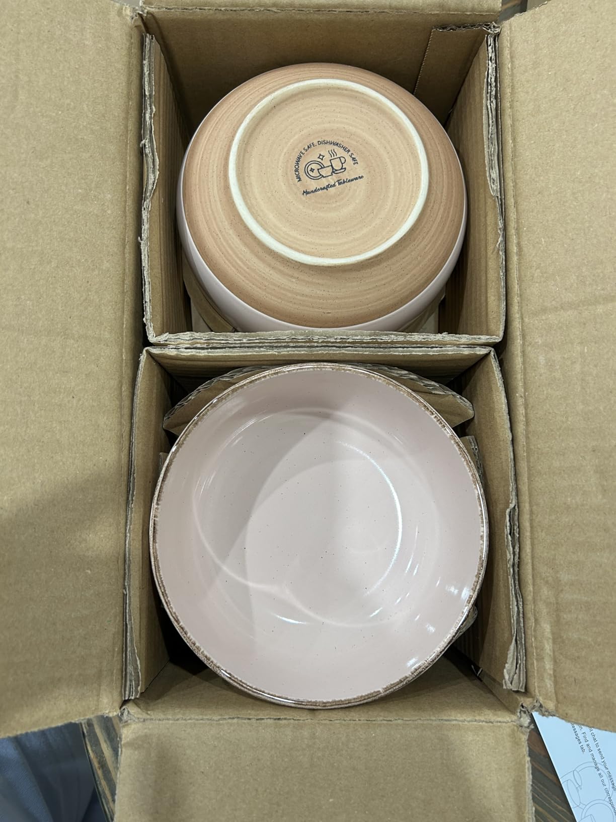 AmorArc Ceramic Dinnerware Sets for 4, 12 Pieces Handpainted Plates and Bowls Set with Rustic Terracotta Underside, Scratch Resistant Stoneware Dishes Set, Dishwasher & Microwave Safe, White customer photo 2