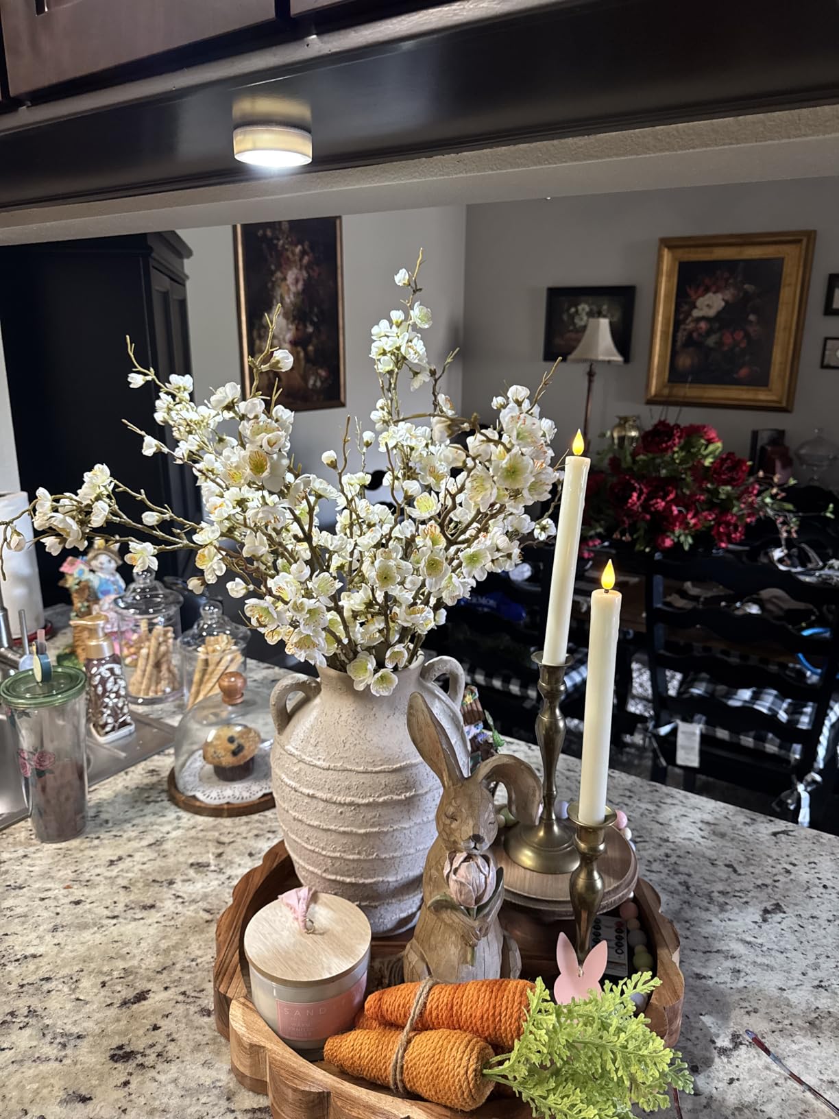florisso 6 PCS Artificial Cherry Blossom Branches Spring Indoor Decoration, Faux Flowers 34.45