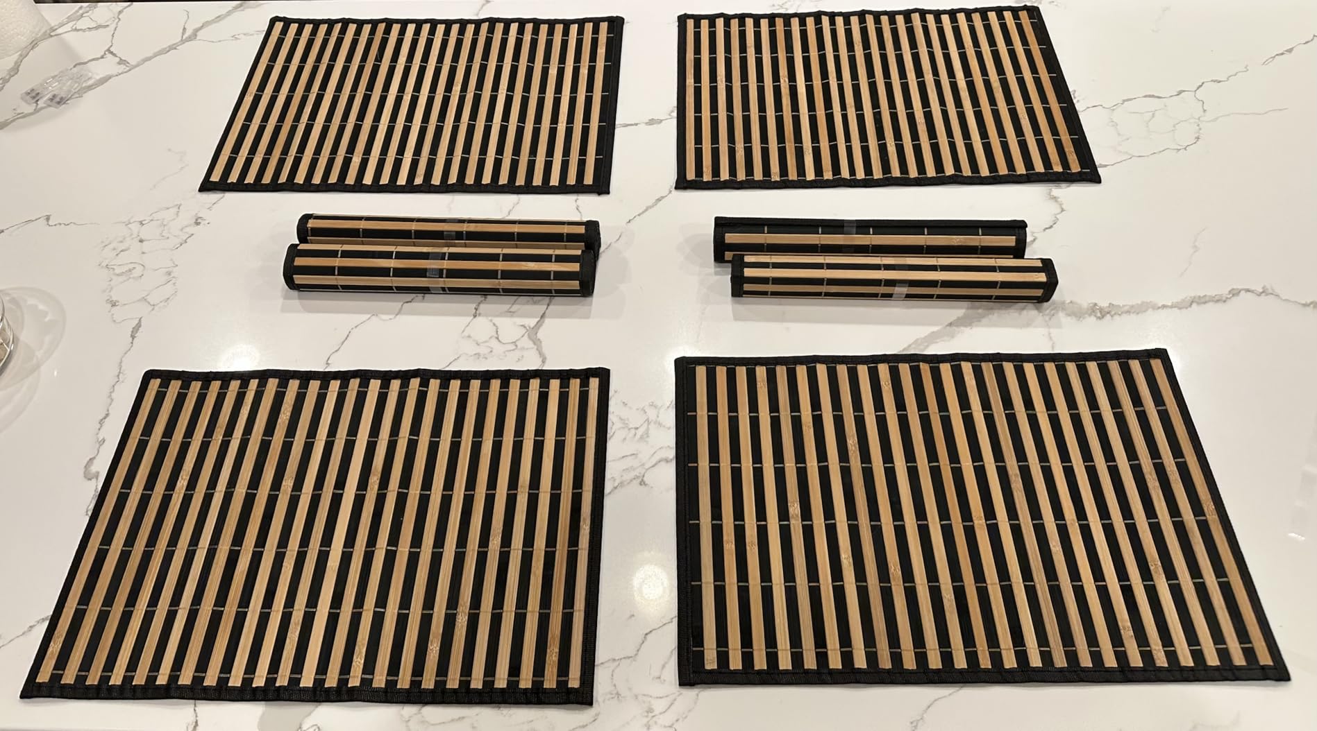 8 Pack Bamboo Placemats, 18 x 12 Inch Anti-Slip Table Mats, Rustic Japanese Style Heat-Resistant Dining Place Mats for Dining Room Kitchen Wedding Restaurant Party customer photo 2