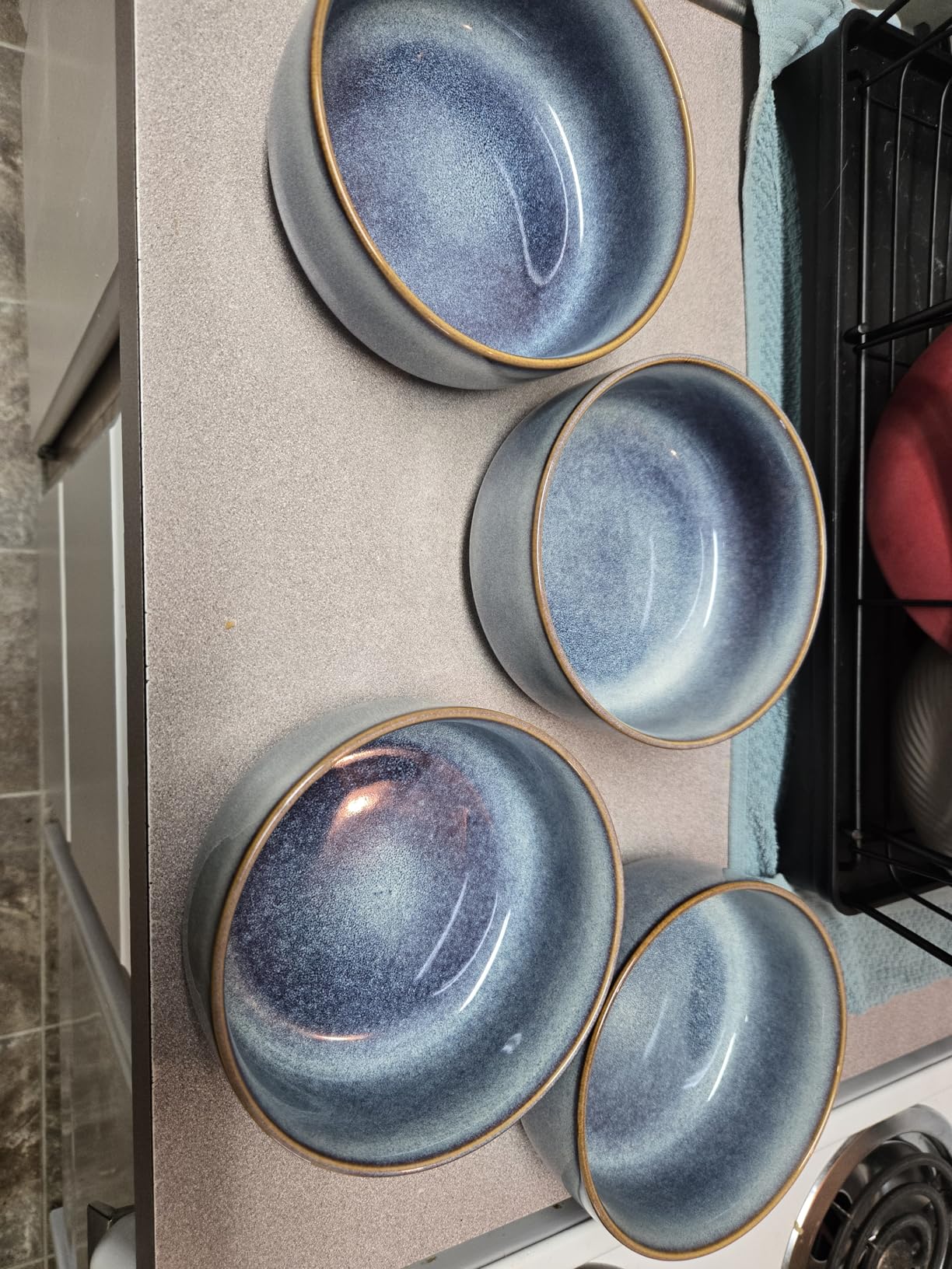 vancasso PLAYA Plates and Bowls Sets, 12 Pieces Grey-Blue Dinnerware Sets for Kitchen, Reactive Glaze Dishes Set for 4, Dishwasher and Microwave Safe customer photo 1