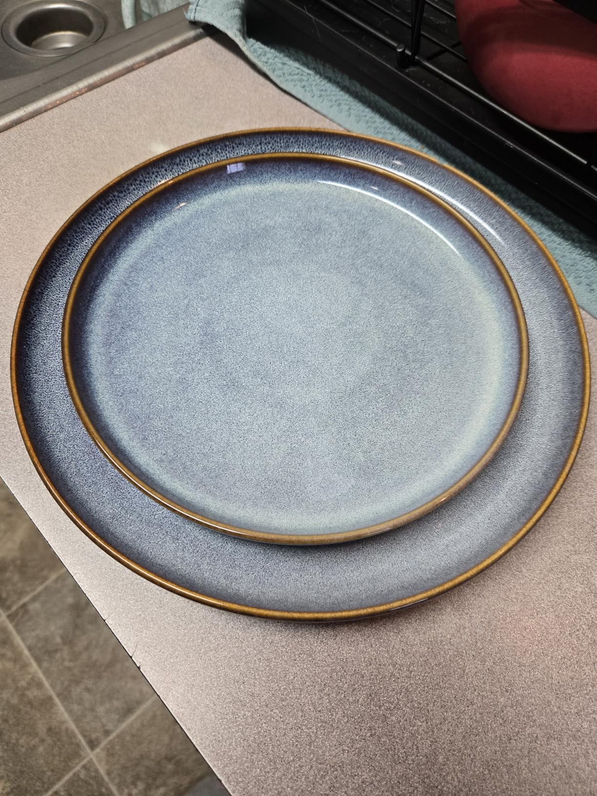 vancasso PLAYA Plates and Bowls Sets, 12 Pieces Grey-Blue Dinnerware Sets for Kitchen, Reactive Glaze Dishes Set for 4, Dishwasher and Microwave Safe customer photo 2