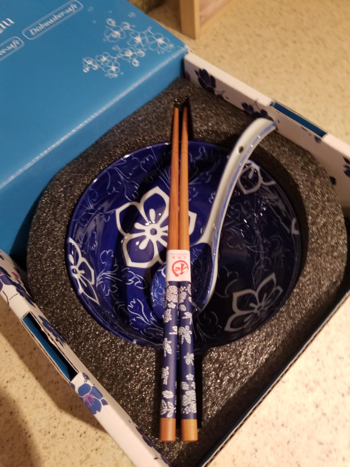 28 Oz Ceramic Ramen Noodle Pho Bowl Set with Chopsticks and Spoon Microwave & Dishwasher Safe, Japanese Style, Ideal Gift for Ramen Lovers & Solo Dining customer photo 2