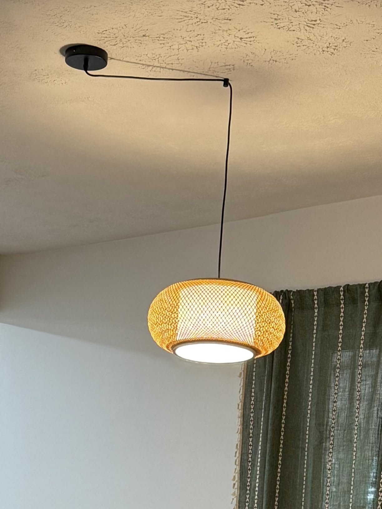 Bamboo Pendant Light Dining room light japanese Light fixture Country style Ceiling Hanging Light Beige Boho Antique Lantern Applicable for Kitchen Island Teahouse Living Room bedroom Restaurant customer photo 1