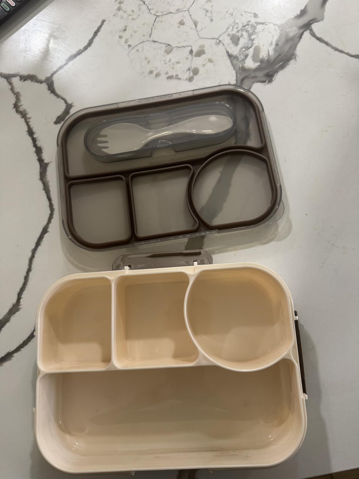 EASYFUN Bento Box Adult, Lunch Box, 4-Compartment Lunch Containers, Drop-Proof, Dishwasher Safe & Made with BPA-Free Materials(Khaki) customer photo 1