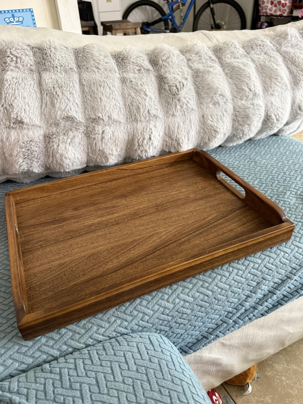Amazon Basics Wooden Serving Tray, Acacia Wood, 17 x 12 in. customer photo 2