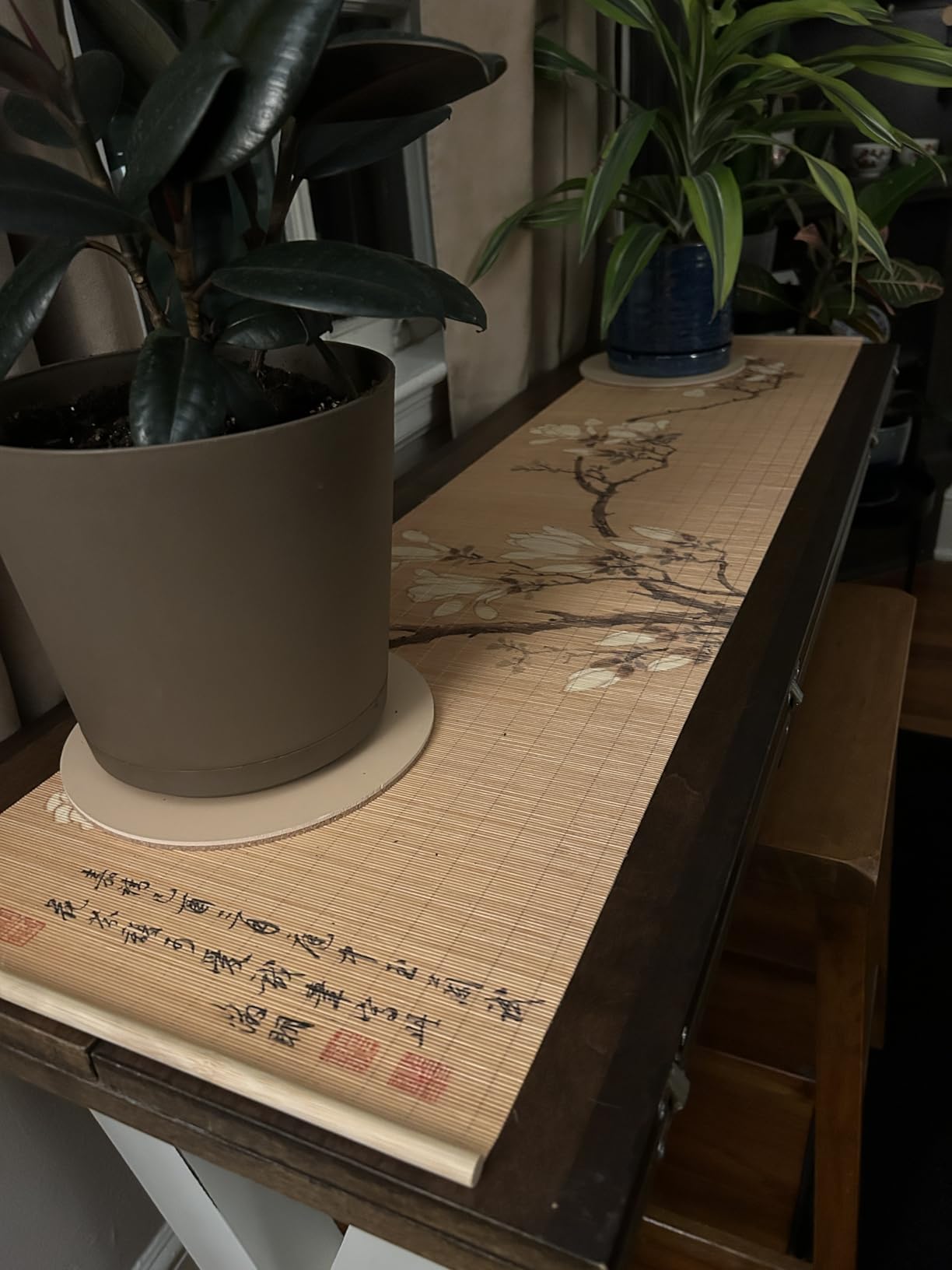 Asian Style Bamboo Table Runner, Ancient Chinese Paintings Zen Table Mat Placemat for Home Office Party Decor (Bamboo, 12x48 Inch) customer photo 2