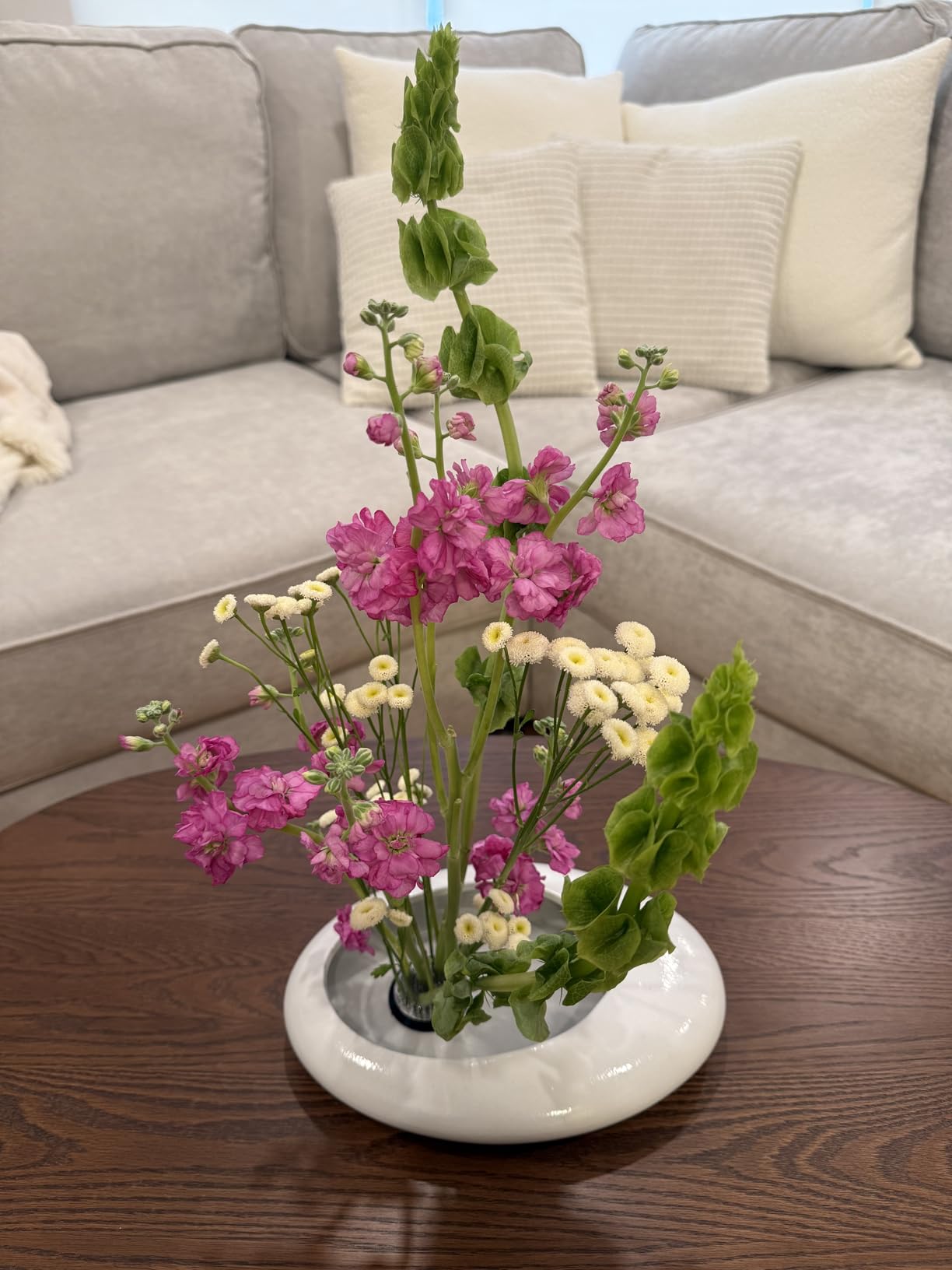 Ikebana Bowl Kit - Ikebana Vase (Japanese Flower Bowl Vase) with 1.8'' Floral Frog, Ikebana Set for Japanese Flower Arrangement (White, 1.8'' Floral Frog Included) customer photo 2