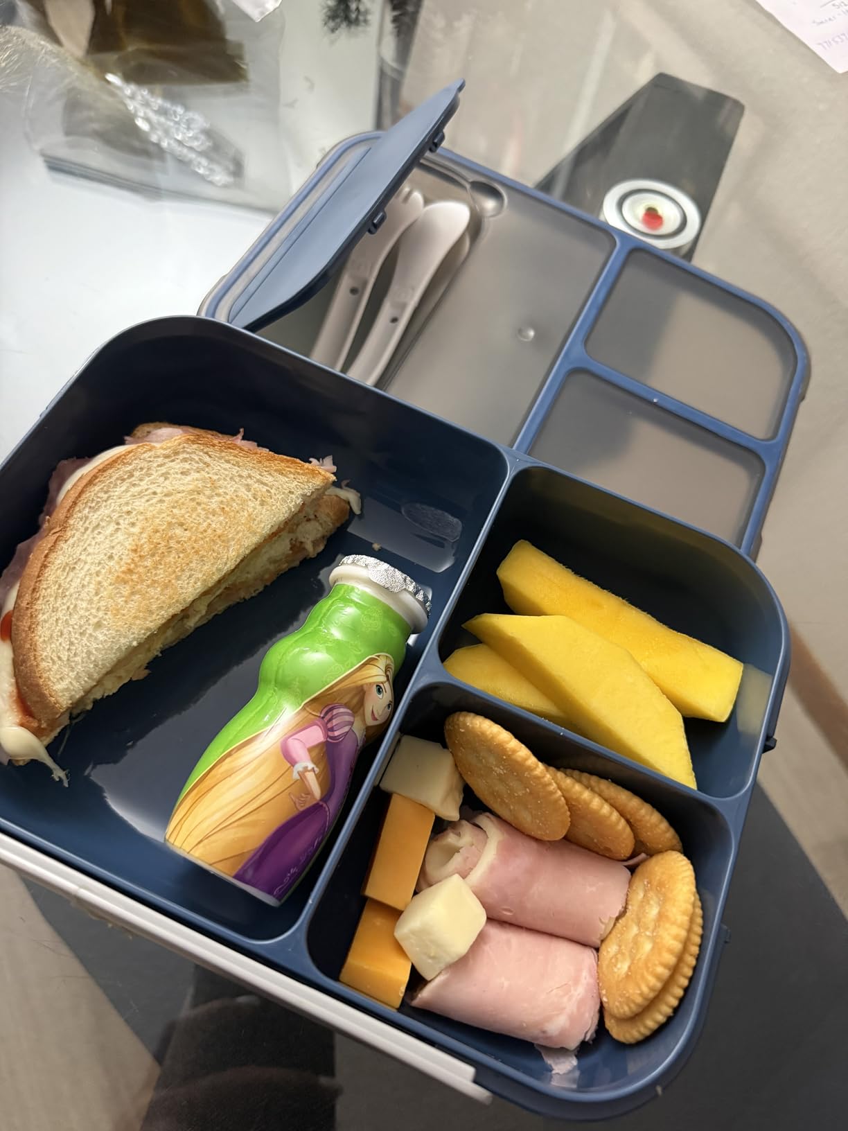 WHALEHOUSE Large Capacity Bento Box for Adult, 1700ML 3 Compartments Lunch Box with Utensil, Airtight Food Container with Lids for Meal Prep, Microwave/Dishwasher/Freezer Safe, On the Go (Blue) customer photo 2