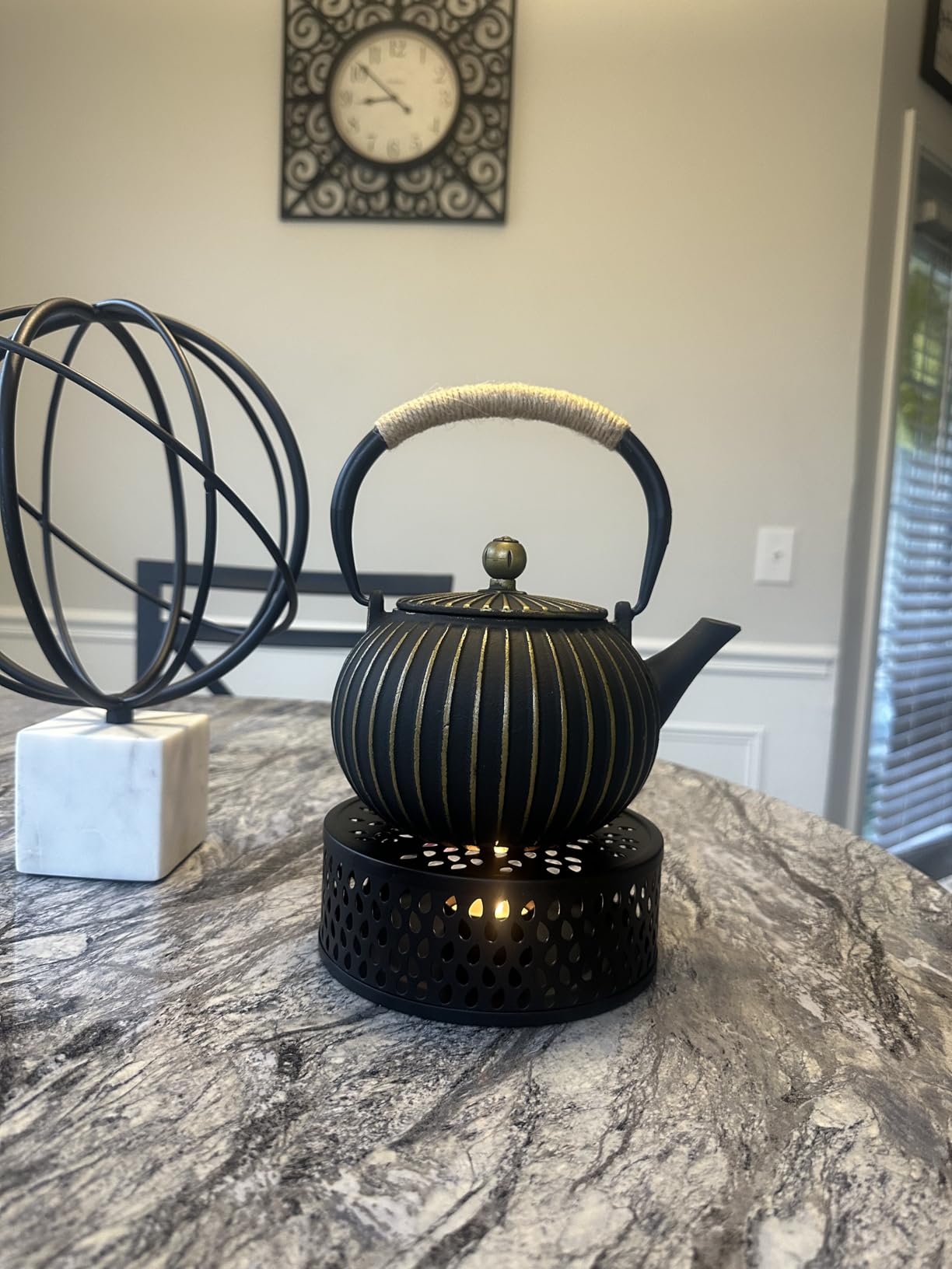 Cast Iron Teapot - Japanese Tetsubin 34oz (1000ml) Enamel Coated Interior with Removable Stainless Steel Infuser, Stovetop Safe Tea Kettle for Tea Ceremony, Black Gold customer photo 1