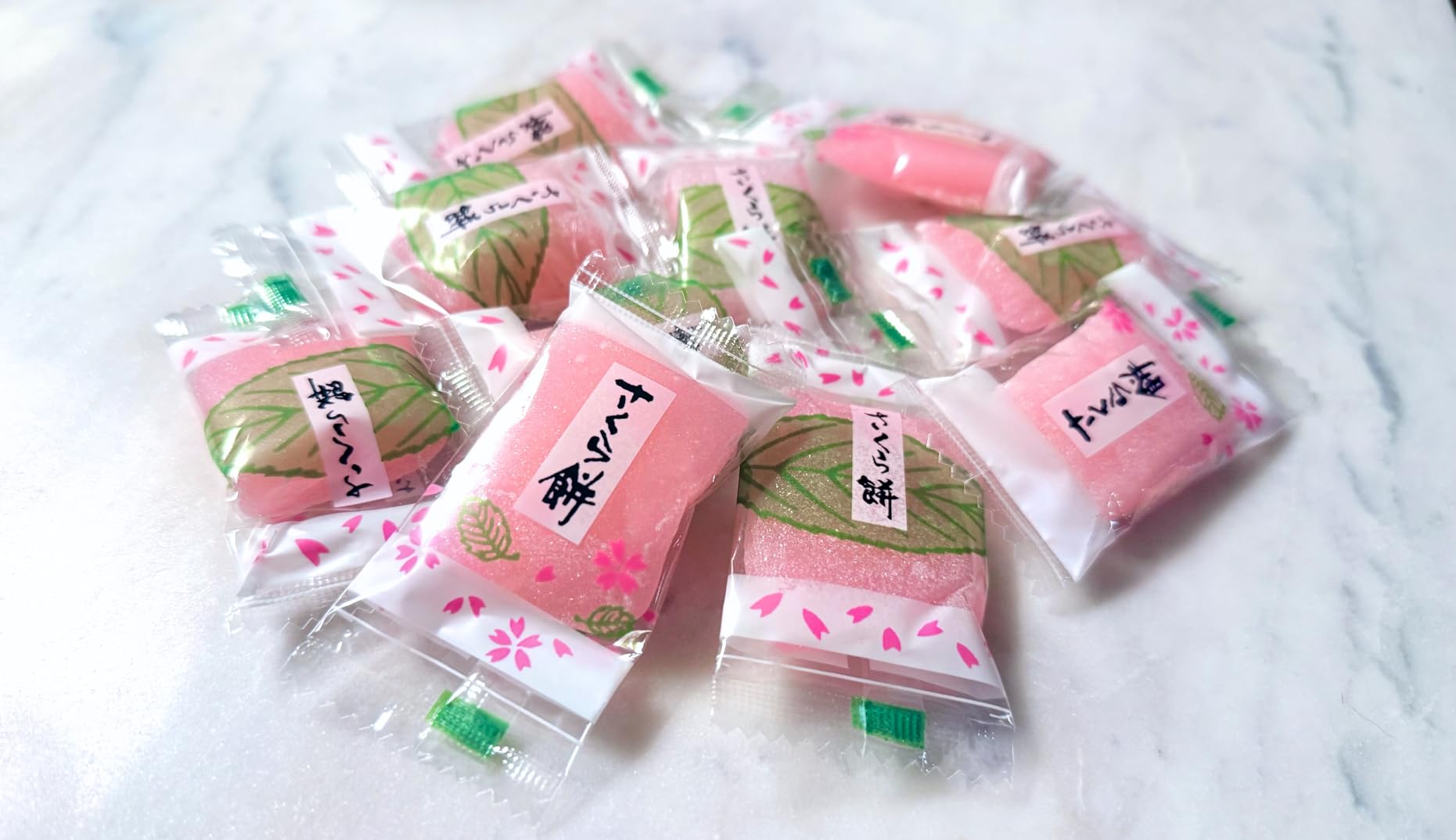 TOMOSAN Japanese Sakura Mochi Candy, Traditional Cherry Blossom Rice Cakes, Soft & Chewy, Individually Wrapped, 180g / 6.35oz customer photo 2