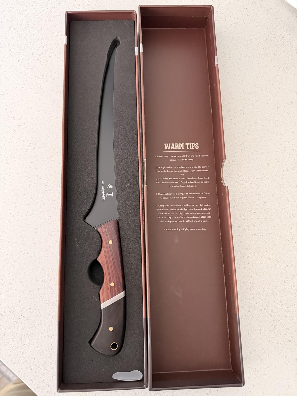 DRGSKL Santoku Knife 7 Inch - Japanese Chef Knife for Fish, Bunka Knife for Meat, Kiritsuke Knife for Vegetables, Black Slicing Knives with Full Tang Handle customer photo 2