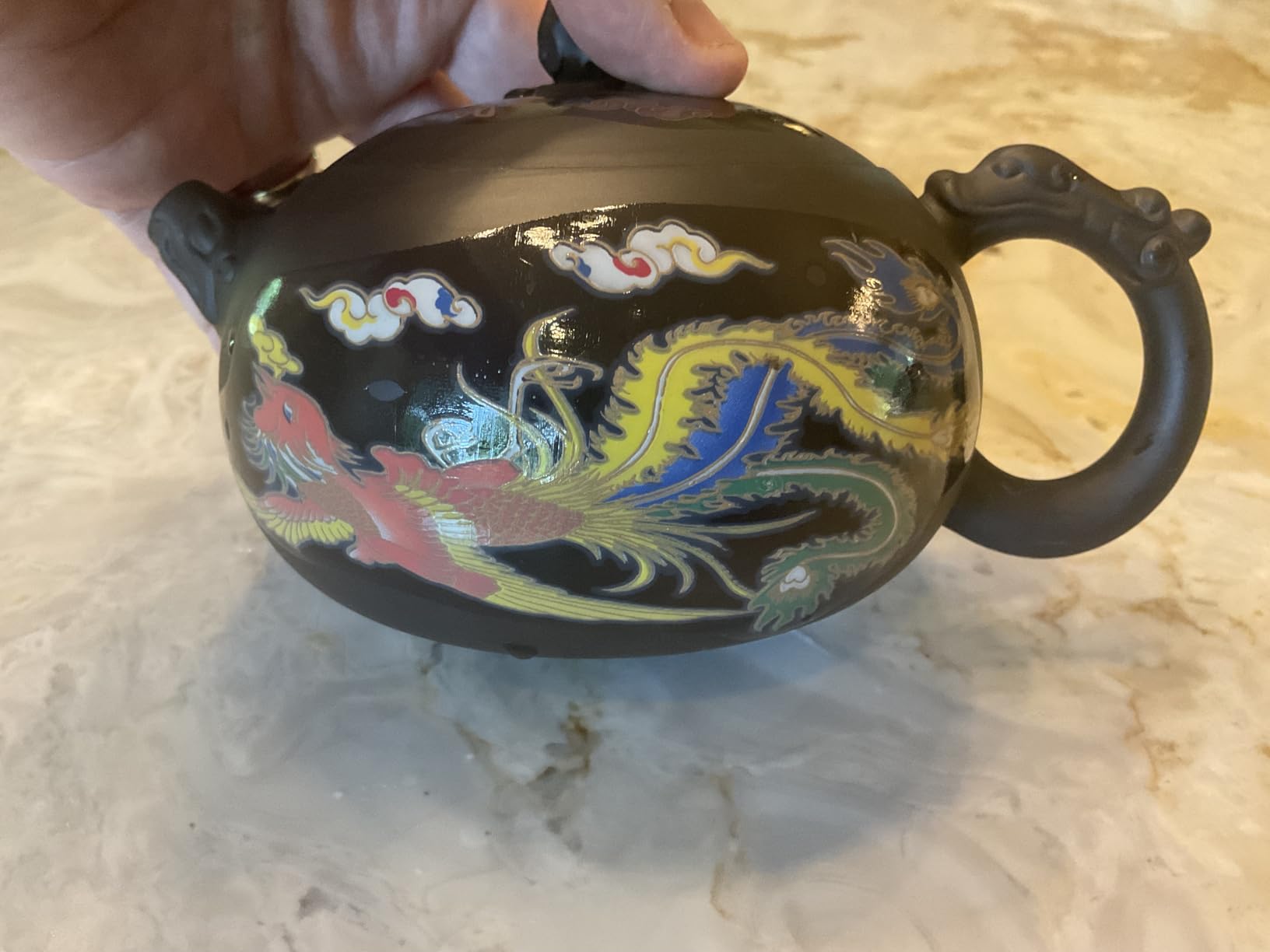 Handmade Color-Changing Yixing Clay Teapot - 18oz Large Purple Clay Chinese Enchanted Tea Kettle, Kung Fu Tea Set with Luxury Gift Box for Tea Lovers, Teapot+2 Teacups customer photo 2