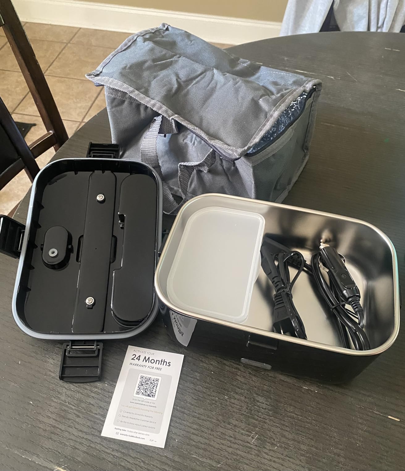 COZYEXPERT Electric-Lunch-Box-Heated-Food-Warmer 100W Heating Lunchbox for Adults 1.8L Portable Food Heater for Work/Car, 12V/24V/110-230V Lonchera Eléctrica Portátil with Fork Spoon customer photo 2