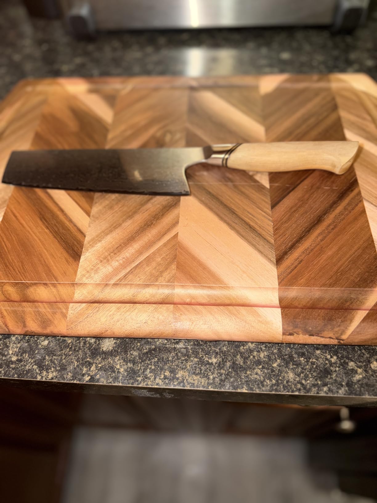 TIVOLI Damascus Nakiri Knife 6.5 Inch - Japanese VG-10 Multipurpose Kitchen Knife for Vegetables and Meat with Ergonomic Olive Wood Handle, Gift for Mom & Dad customer photo 2