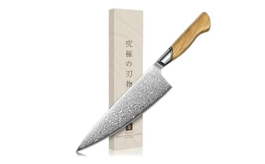 TIVOLI Japanese Gyuto Knife 10 Inch- VG-10 Damascus Chef Knife with Razor Sharp Blade and Ergonomic Olive Wood Handle, Ideal for Meat, Vegetables & Daily Cooking customer photo 2