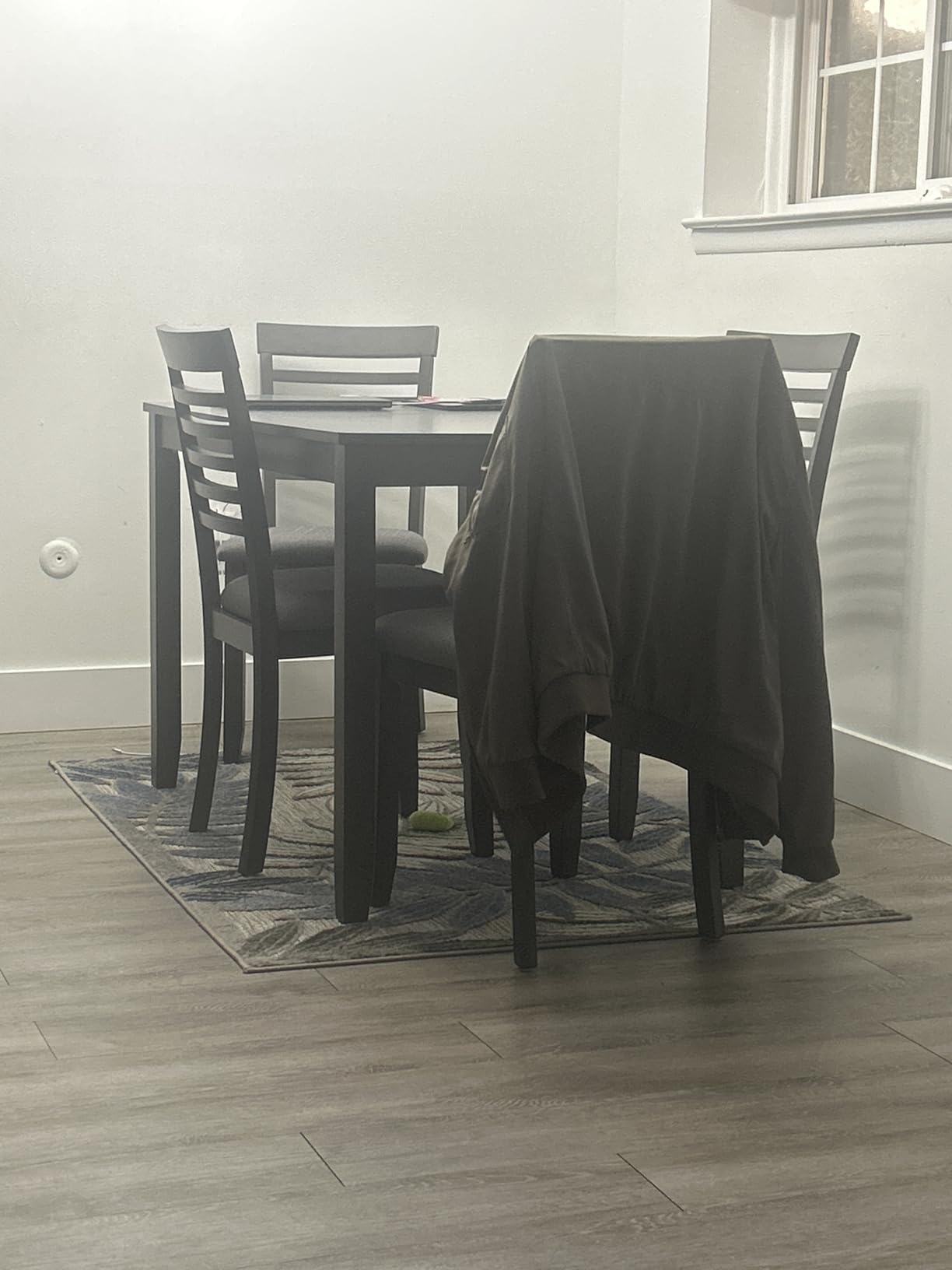 KEIKI 5-Piece Counter Height Dining Table Set with Square Table and 4 Upholstered Ladder Backrset Chair, for 4 Person, Modern Style Wooden Table Set, Easy Assembly, for Kitchen, Dining Room, Gray customer photo 2