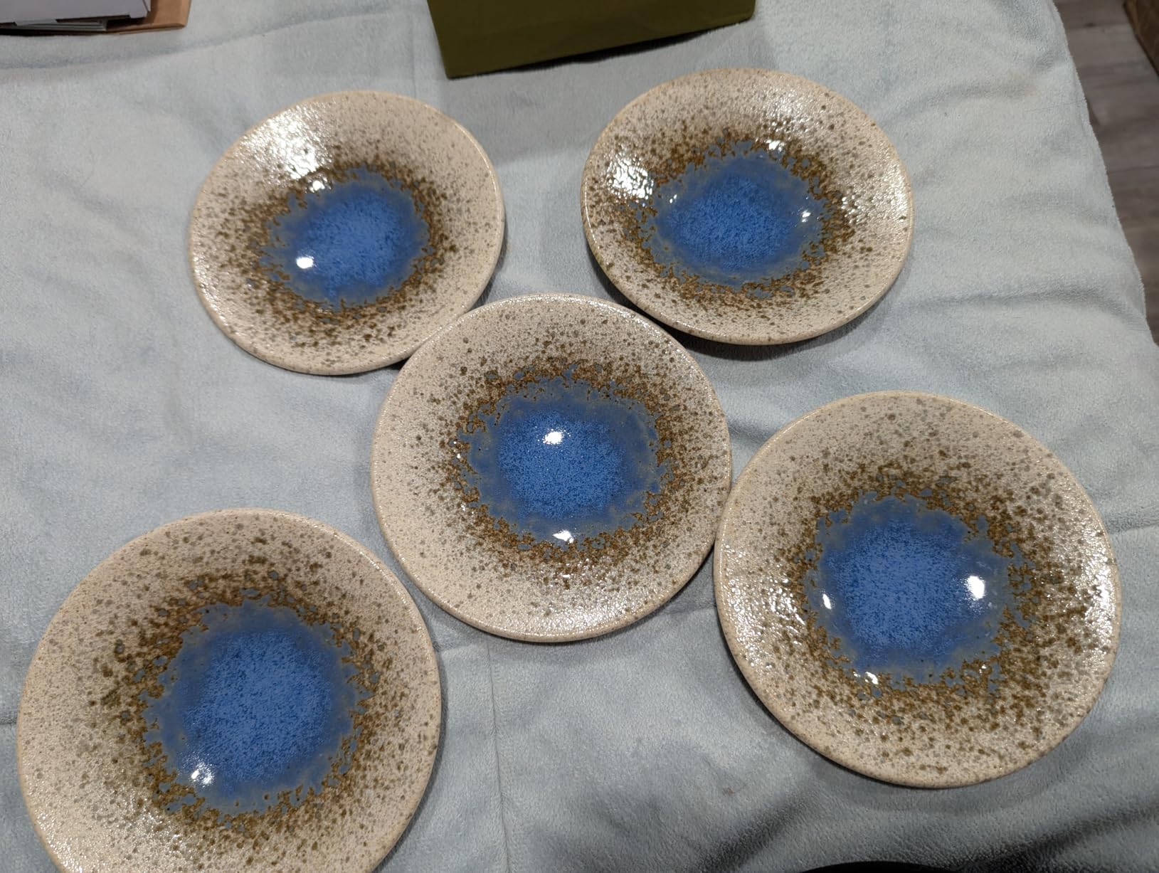 Mino Ware Ceramic Plates Set of 5, 5.5-Inch Japanese Small Appetizer & Dessert Dishes, Handcrafted Blue Watercolor Glaze Design, Microwave & Dishwasher Safe, Made in Japan customer photo 2