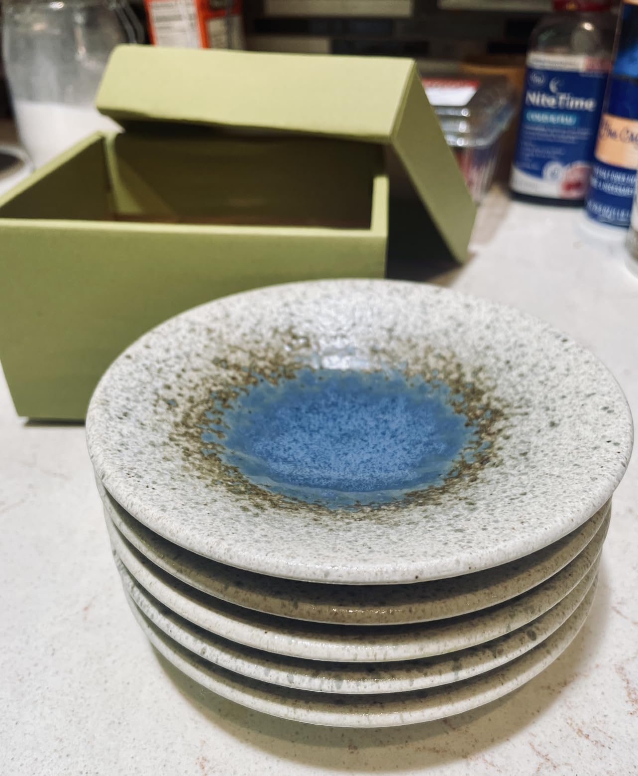 Mino Ware Ceramic Plates Set of 5, 5.5-Inch Japanese Small Appetizer & Dessert Dishes, Handcrafted Blue Watercolor Glaze Design, Microwave & Dishwasher Safe, Made in Japan customer photo 3
