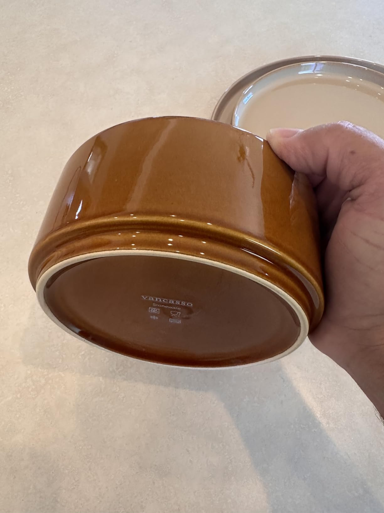vancasso ONION Ceramic Dinnerware Sets, 12 Pieces Stoneware Plates and Bowls Sets for 4, Reactive Glaze Dishes Set for Kitchen, Dishwasher and Microwave Safe, Blue customer photo 2