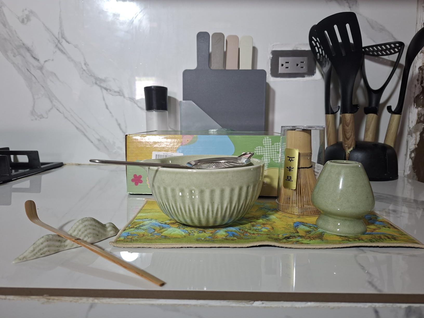 20Oz Matcha Whisk Set，7 Pcs Matcha Kit Includes Matcha Bowl, Whisk & Holder, Bamboo Scoop, Scoop Rest, Sifter & Tea Towel - Perfect for Matcha Tea Ceremony customer photo 1