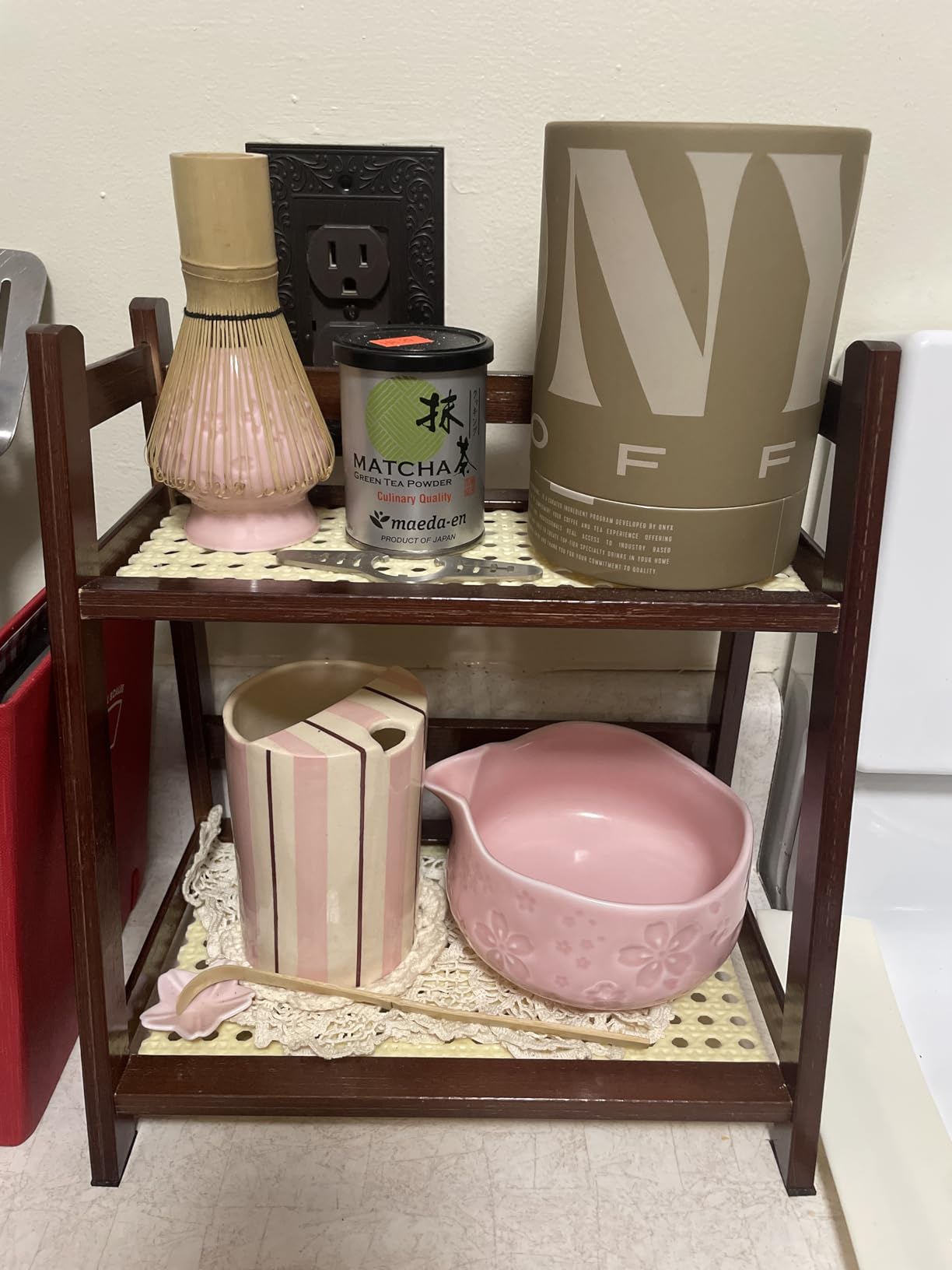 TEANAGOO 7-PCS Pink Matcha Whisk Set with Cherry Blossom Design, Complete Ceremony Kit, Ceramic Chawan Bowl with Spout, Whisk & Accessories, Traditional Matcha Tea Set for Lattes& Gift Giving customer photo 1